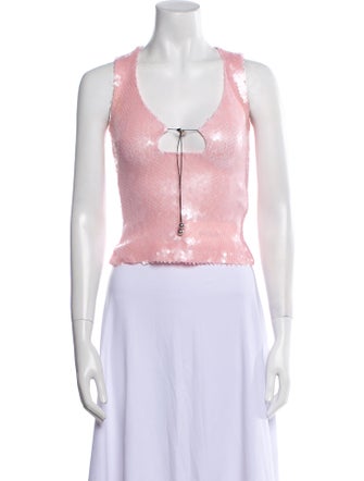 16ARLINGTON Scoop Neck Sleeveless Crop Top