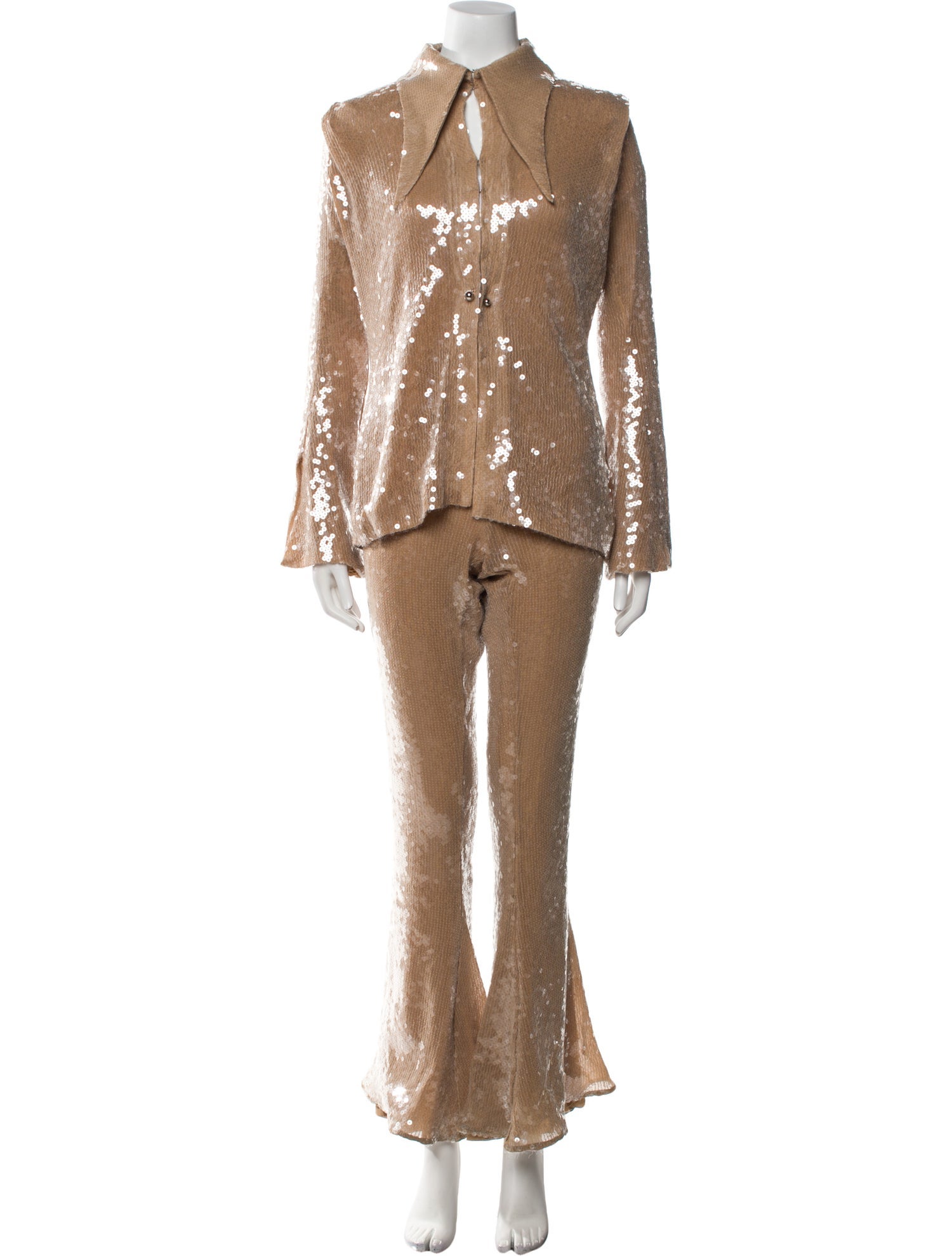 16ARLINGTON Nylon Sequin Embellishments Pant Set