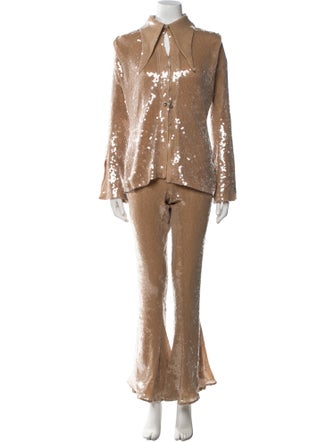 16ARLINGTON Nylon Sequin Embellishments Pant Set