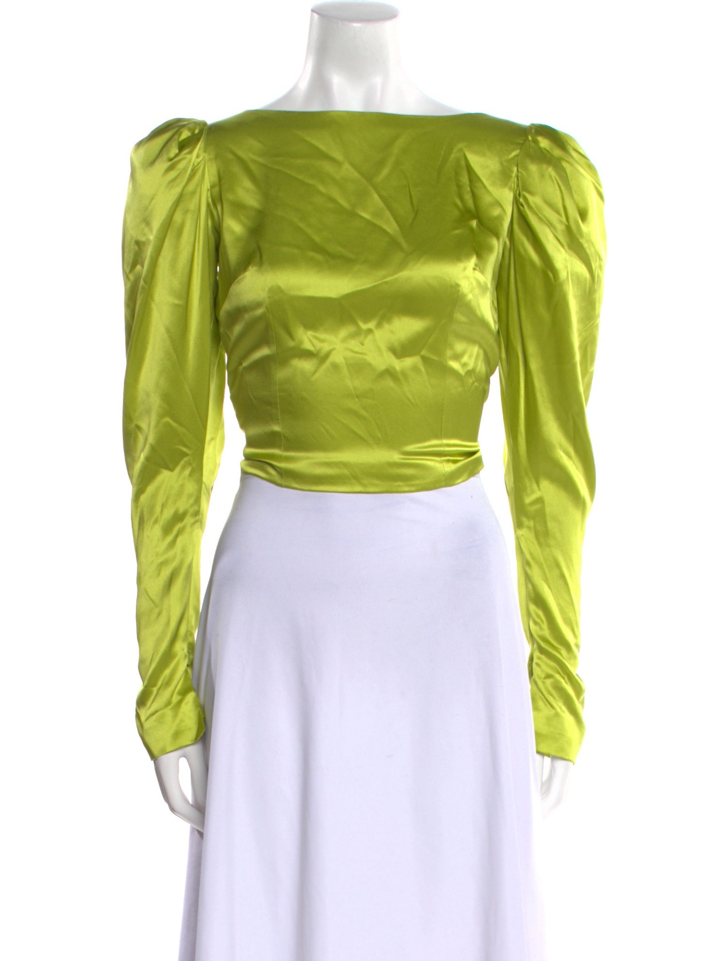 16ARLINGTON Silk Bateau Neckline Crop Top