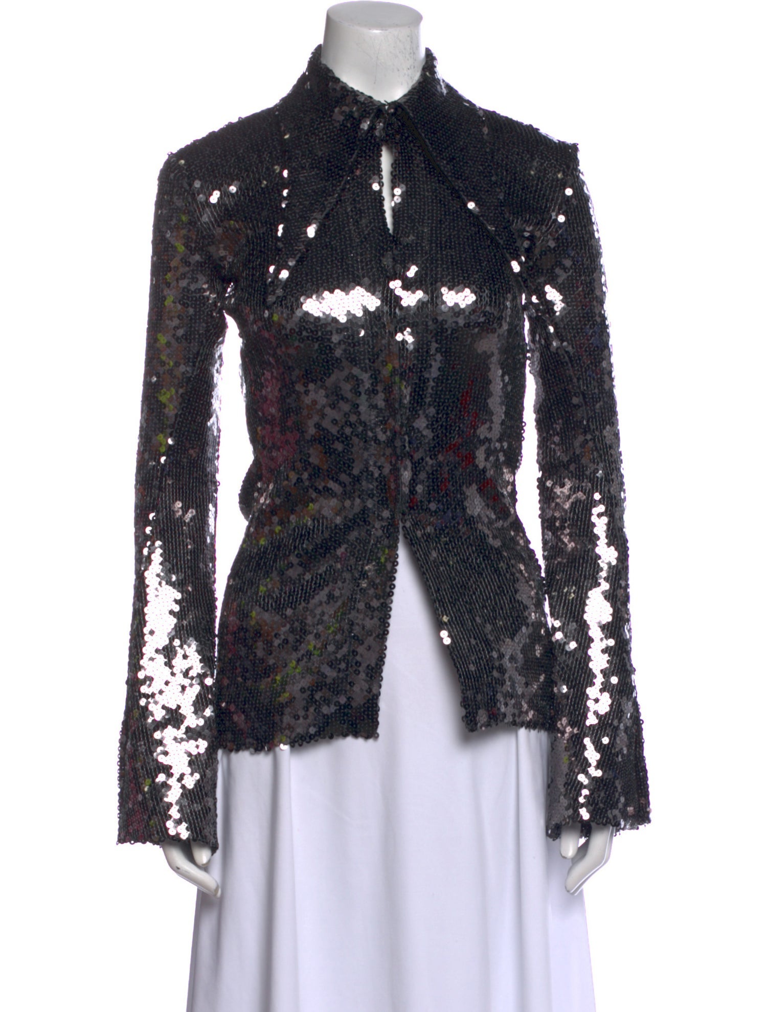 16ARLINGTON Lace Pattern Long Sleeve Blouse