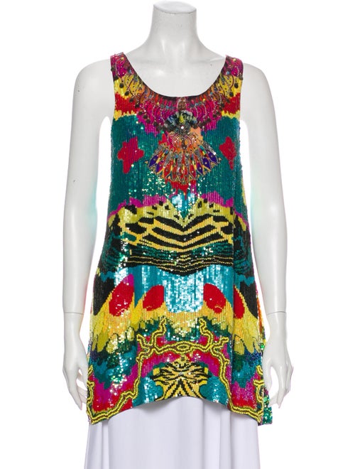 Camilla Sequined Sleeveless Top Blue