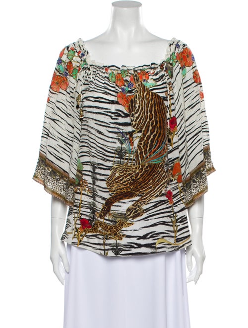 Camilla Silk Printed Blouse White