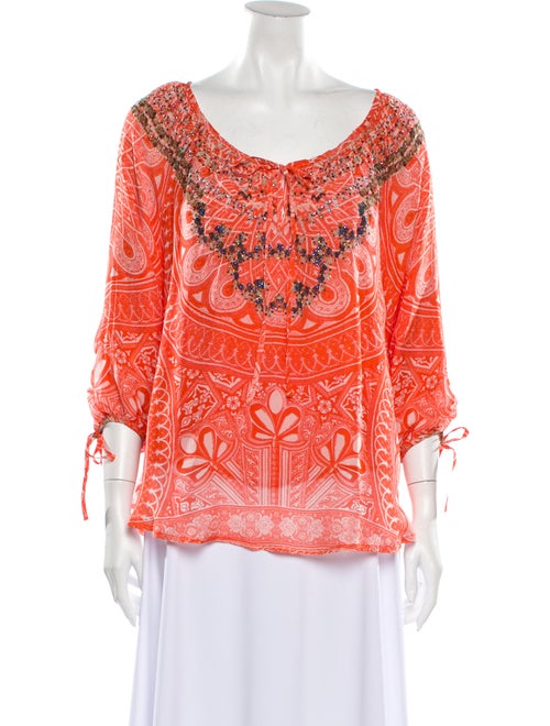Camilla Silk Printed Blouse Orange