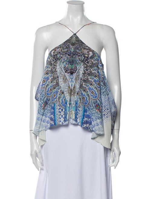 Camilla Silk Printed Romper Blue