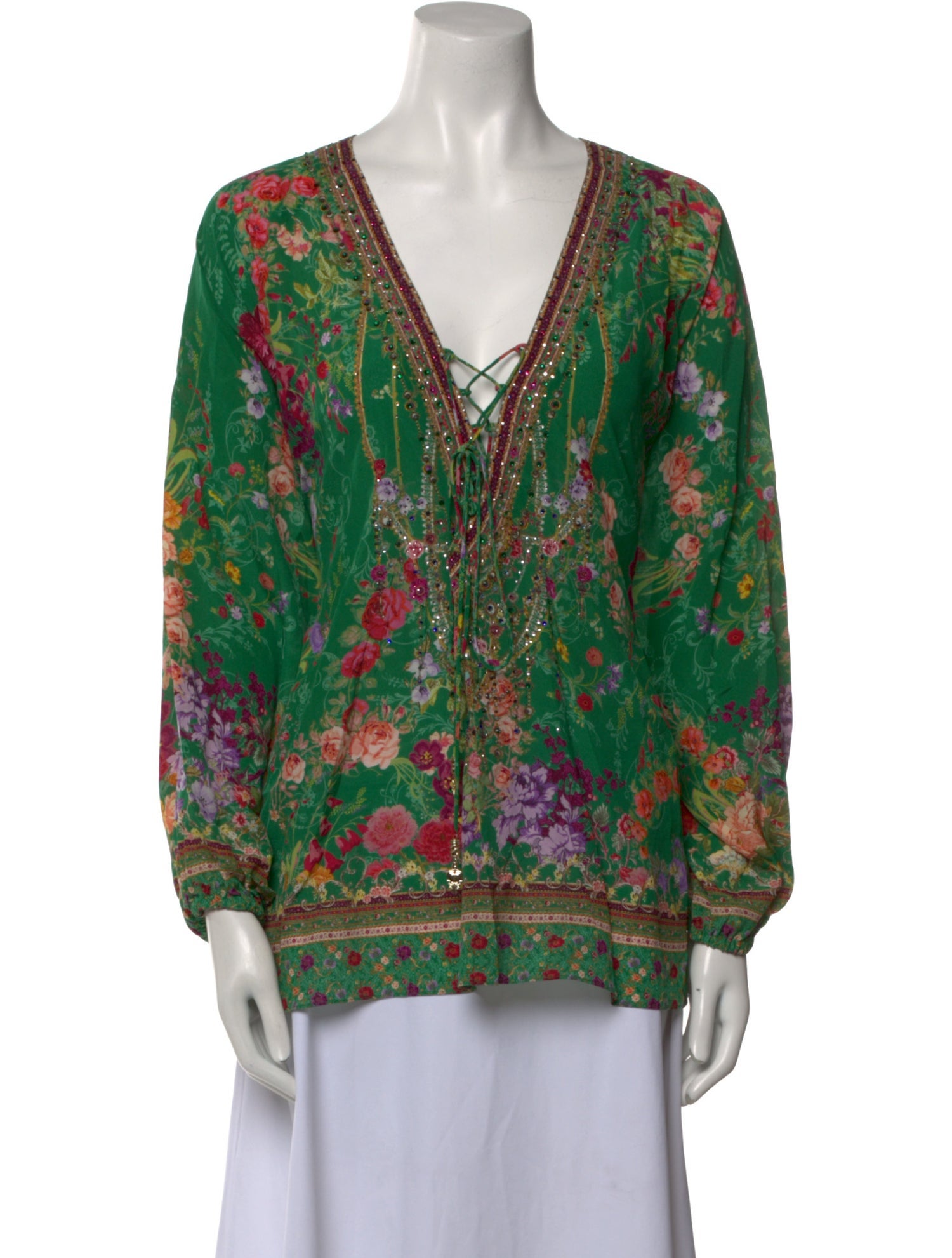 Camilla Silk Floral Print Blouse w/ Tags
