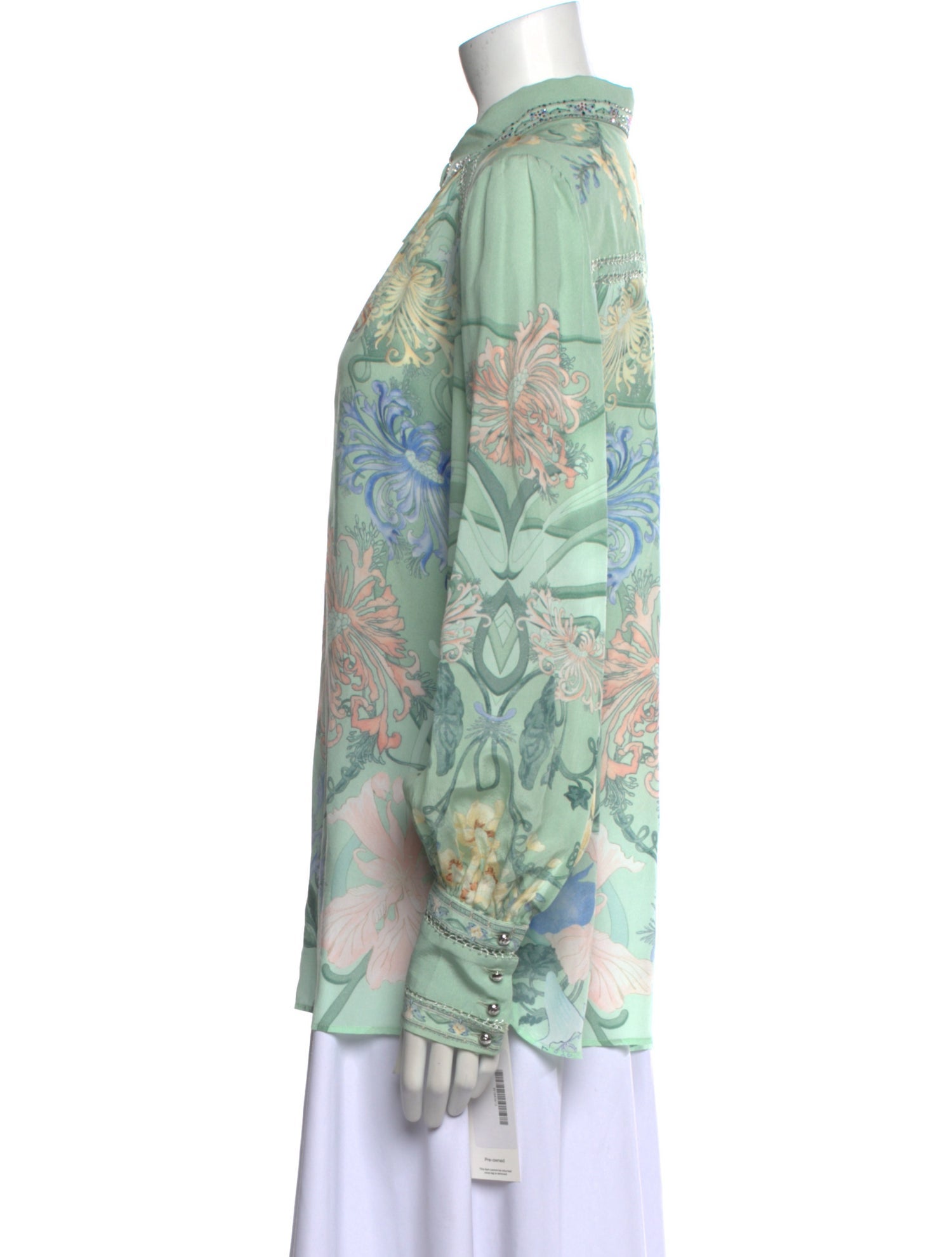Camilla Silk Floral Print Button-Up Top