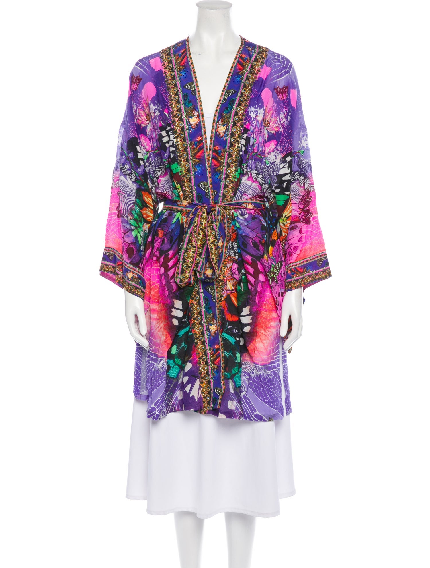 Camilla Silk Printed Robe Blue Loungewear, Clothing W1843861