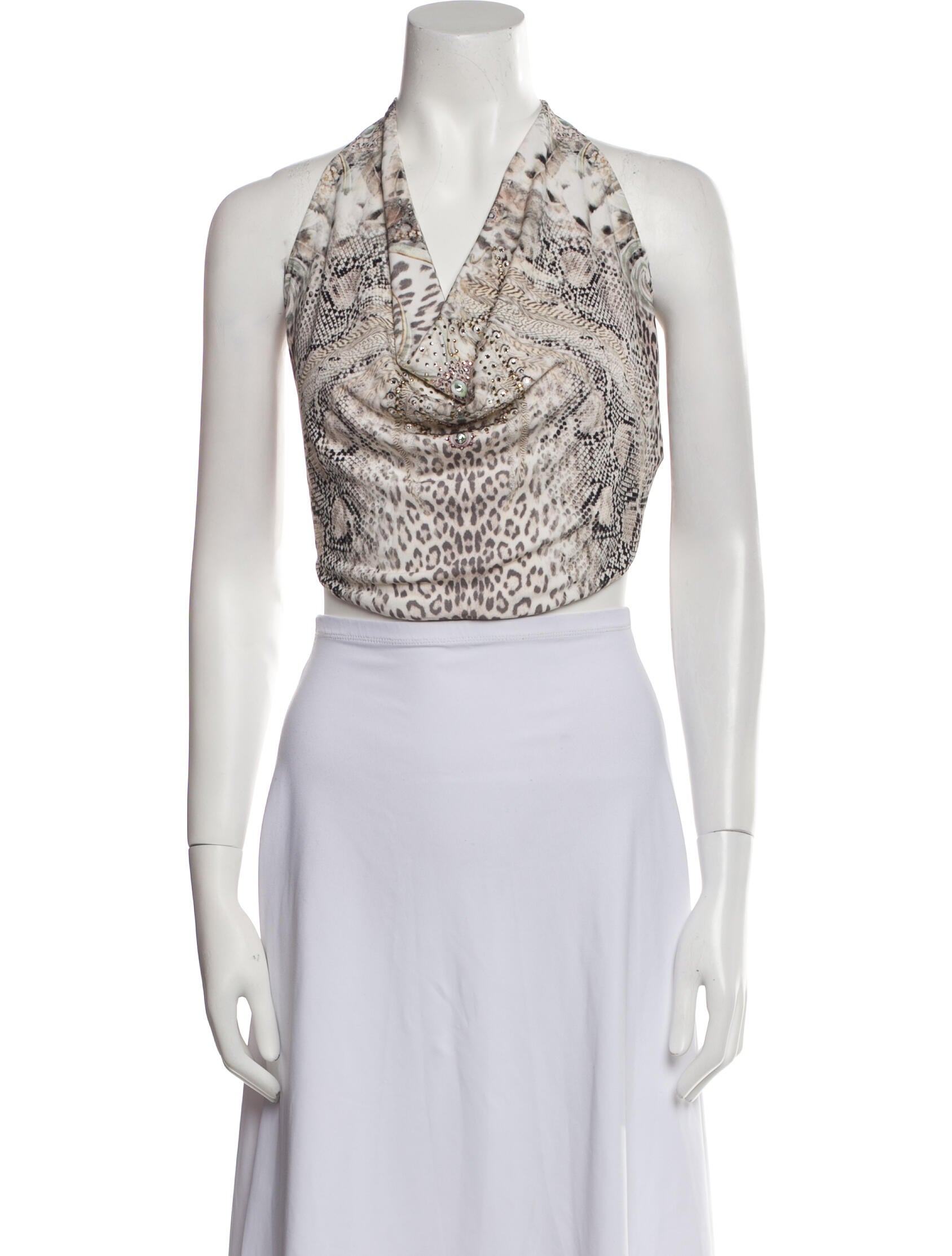 Camilla Nylon Animal Print Crop Top