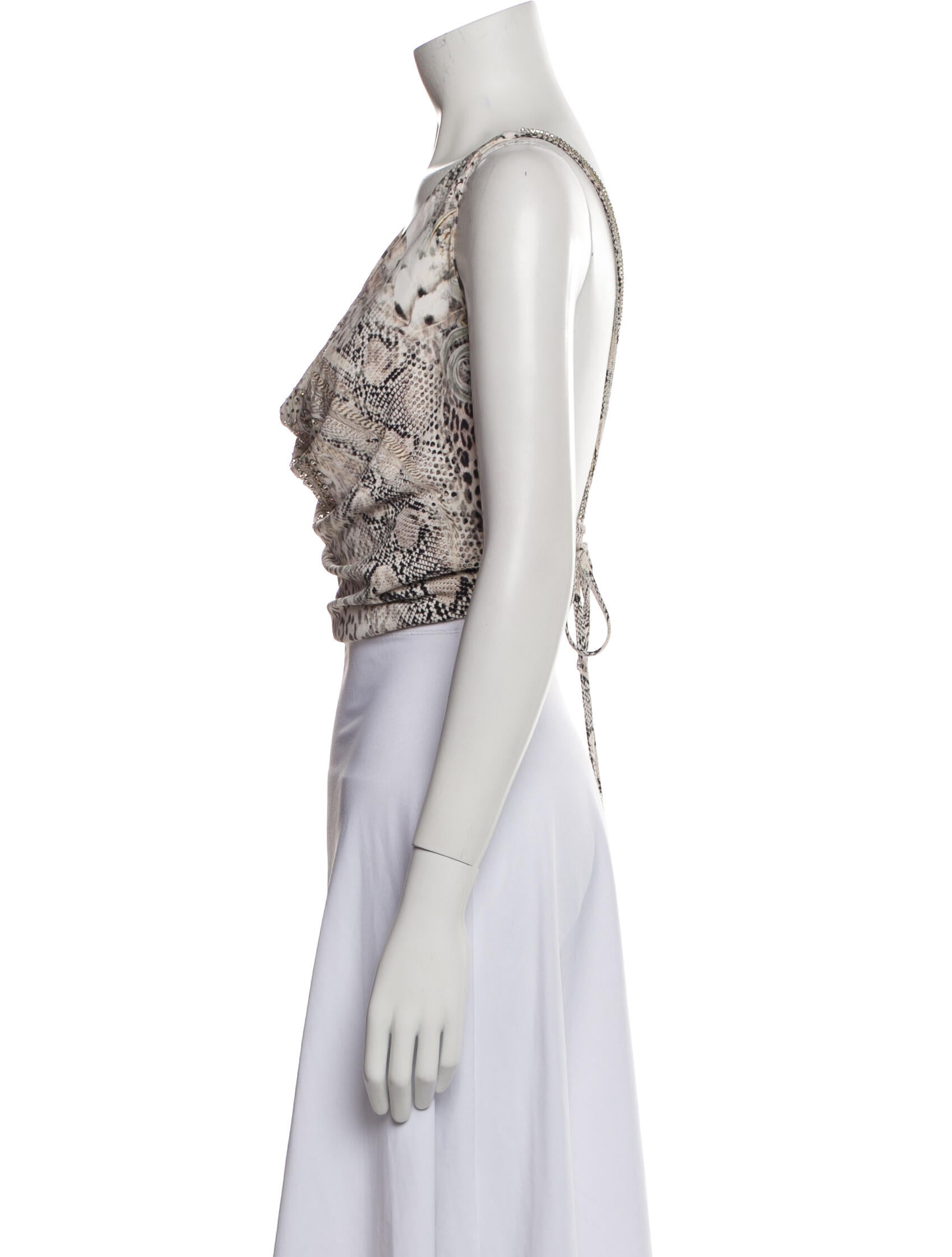 Camilla Nylon Animal Print Crop Top