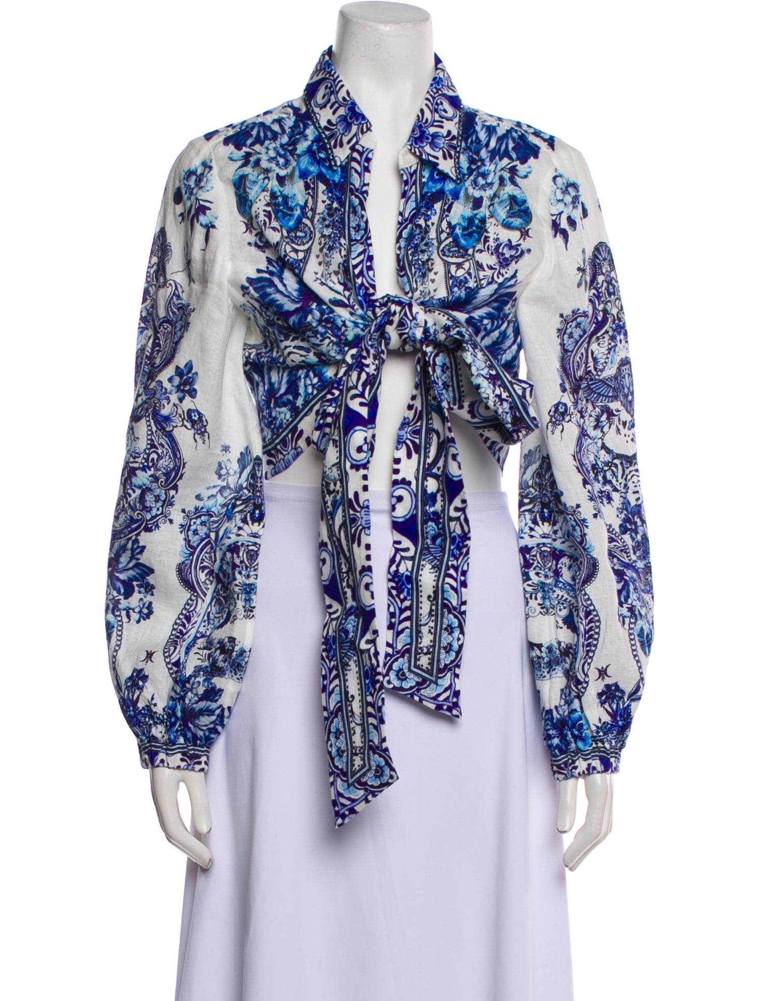 Camilla Linen Paisley Print Button-Up Top