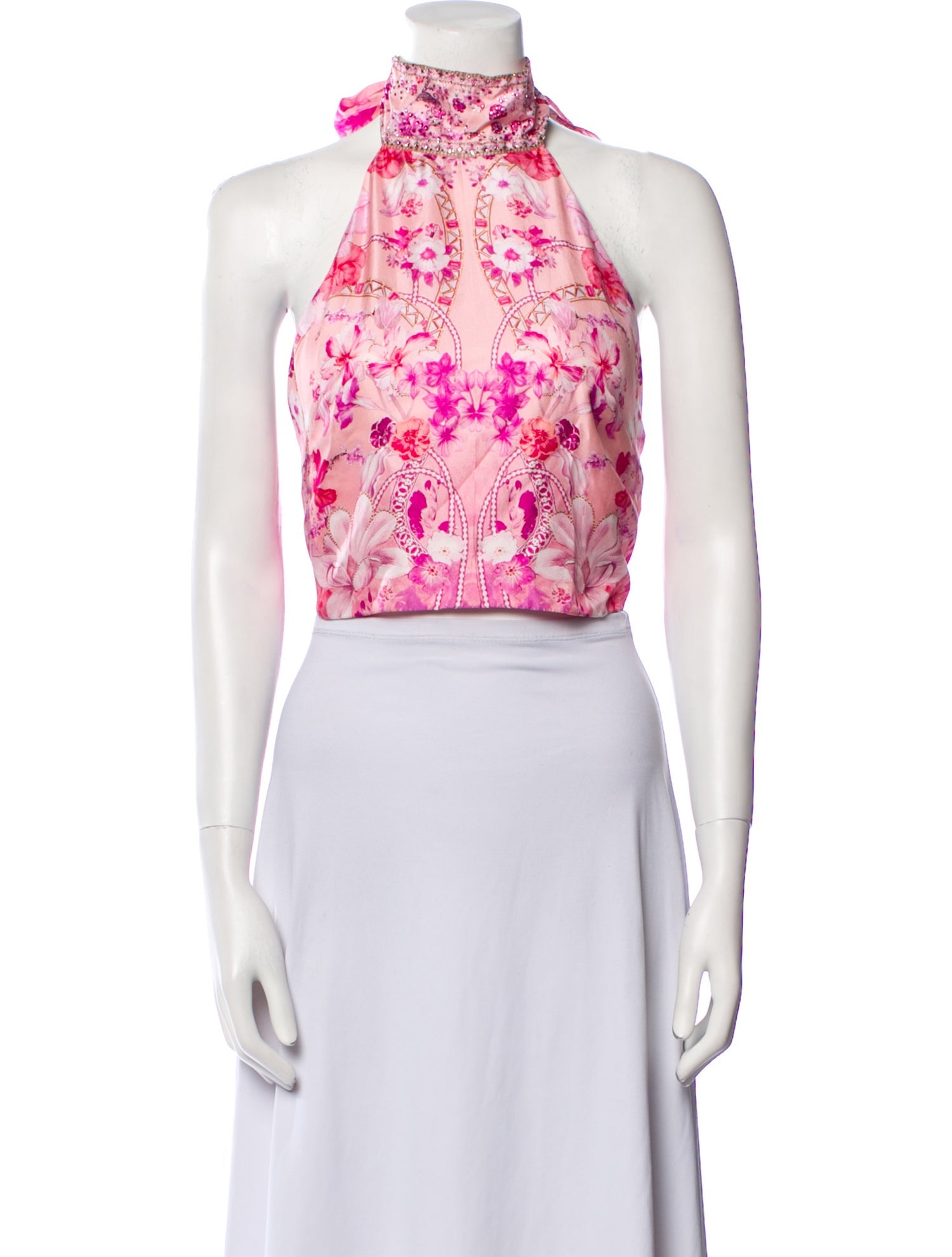 Camilla Silk Floral Print Crop Top