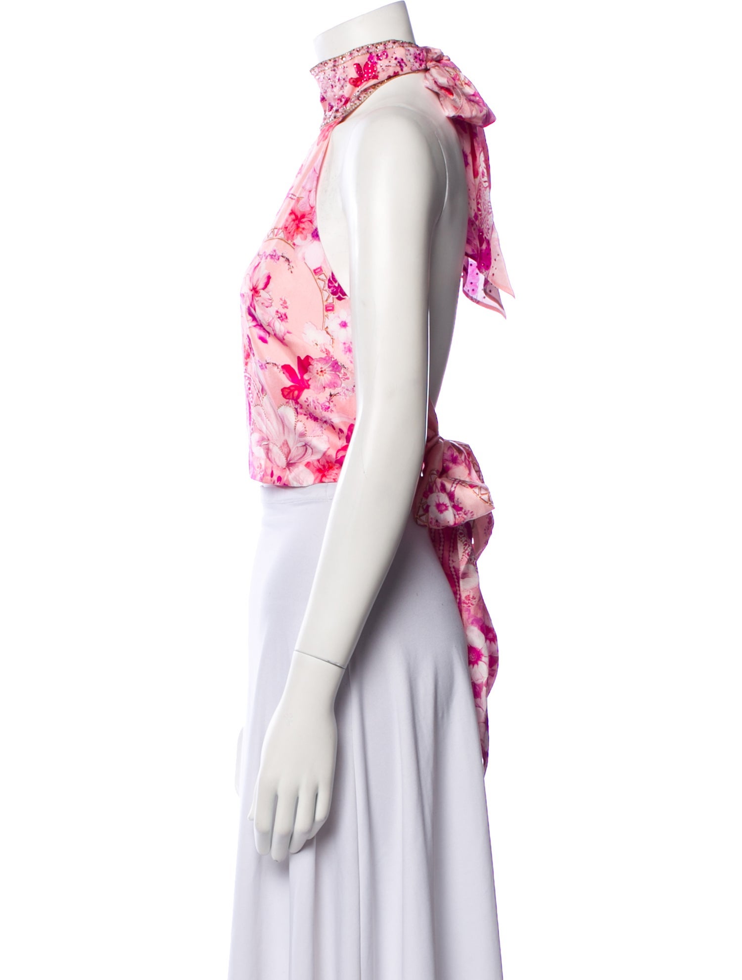 Camilla Silk Floral Print Crop Top