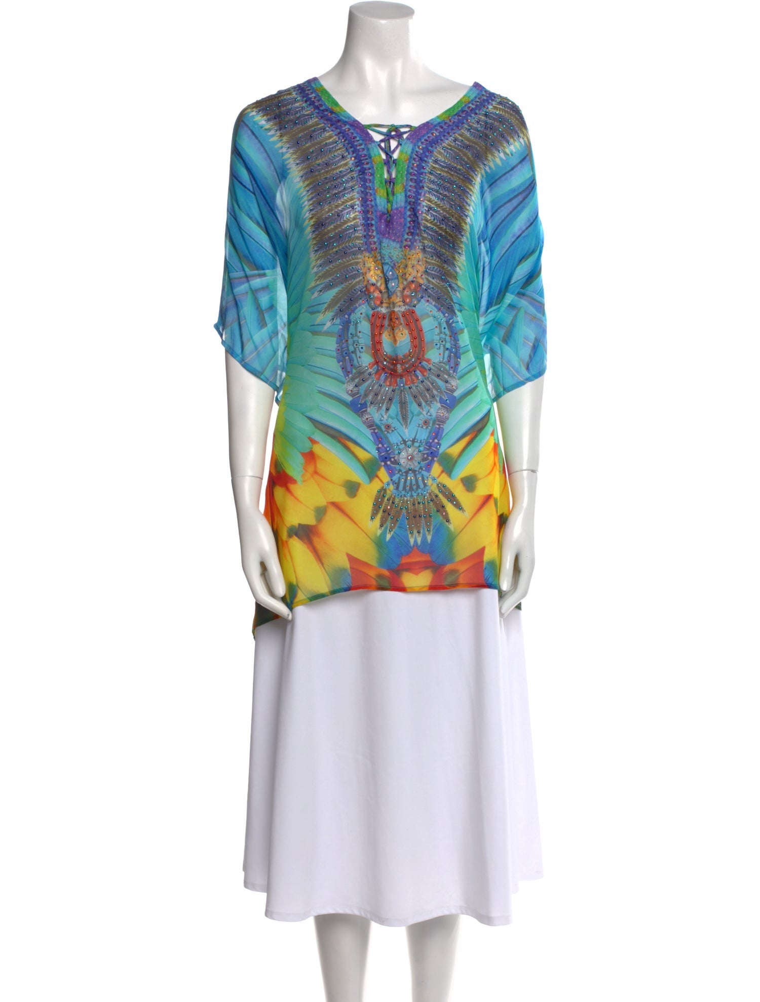 Camilla Printed Tie Neck Tunic