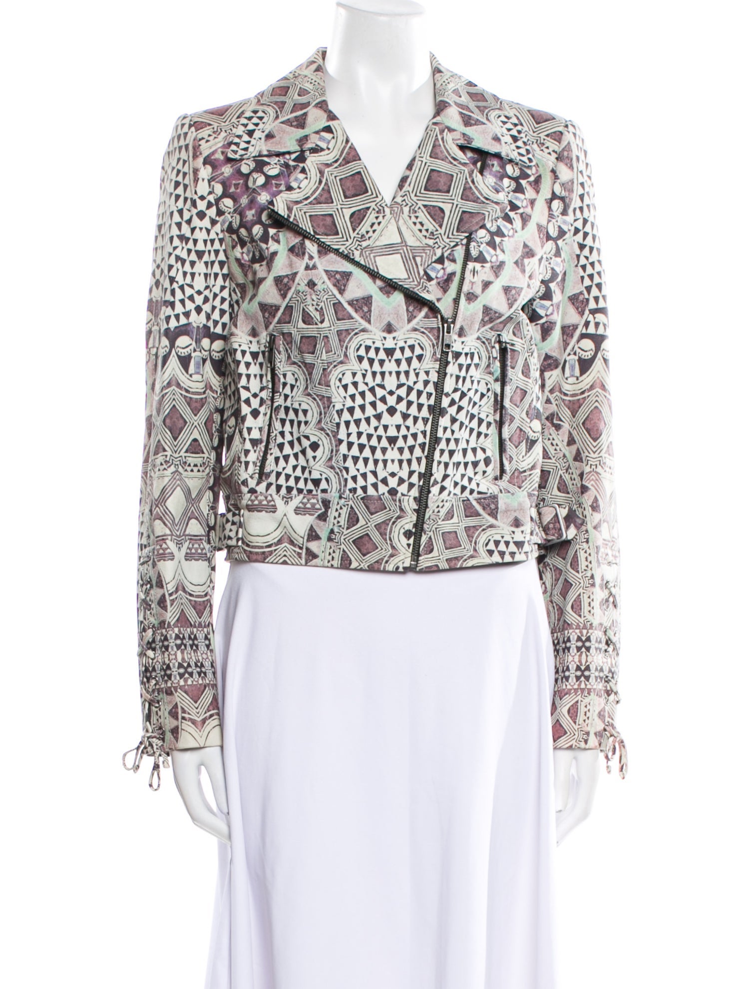 Camilla Leather Printed Biker Jacket