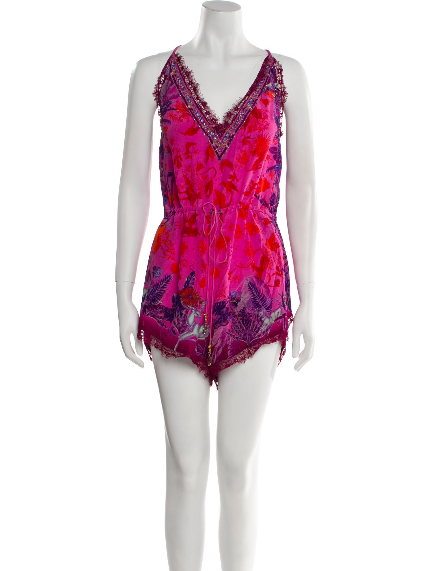Camilla Silk Floral Print Romper