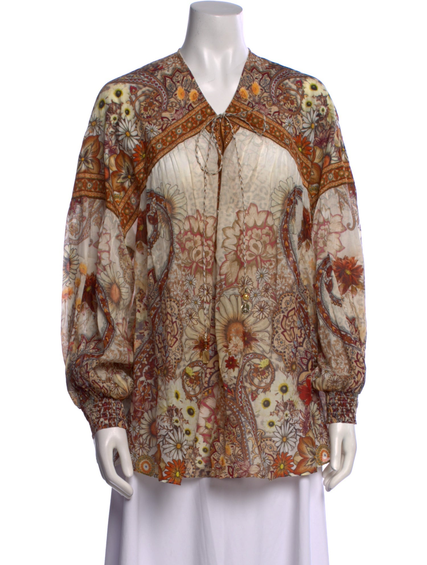 Camilla Floral Print V-Neck Blouse