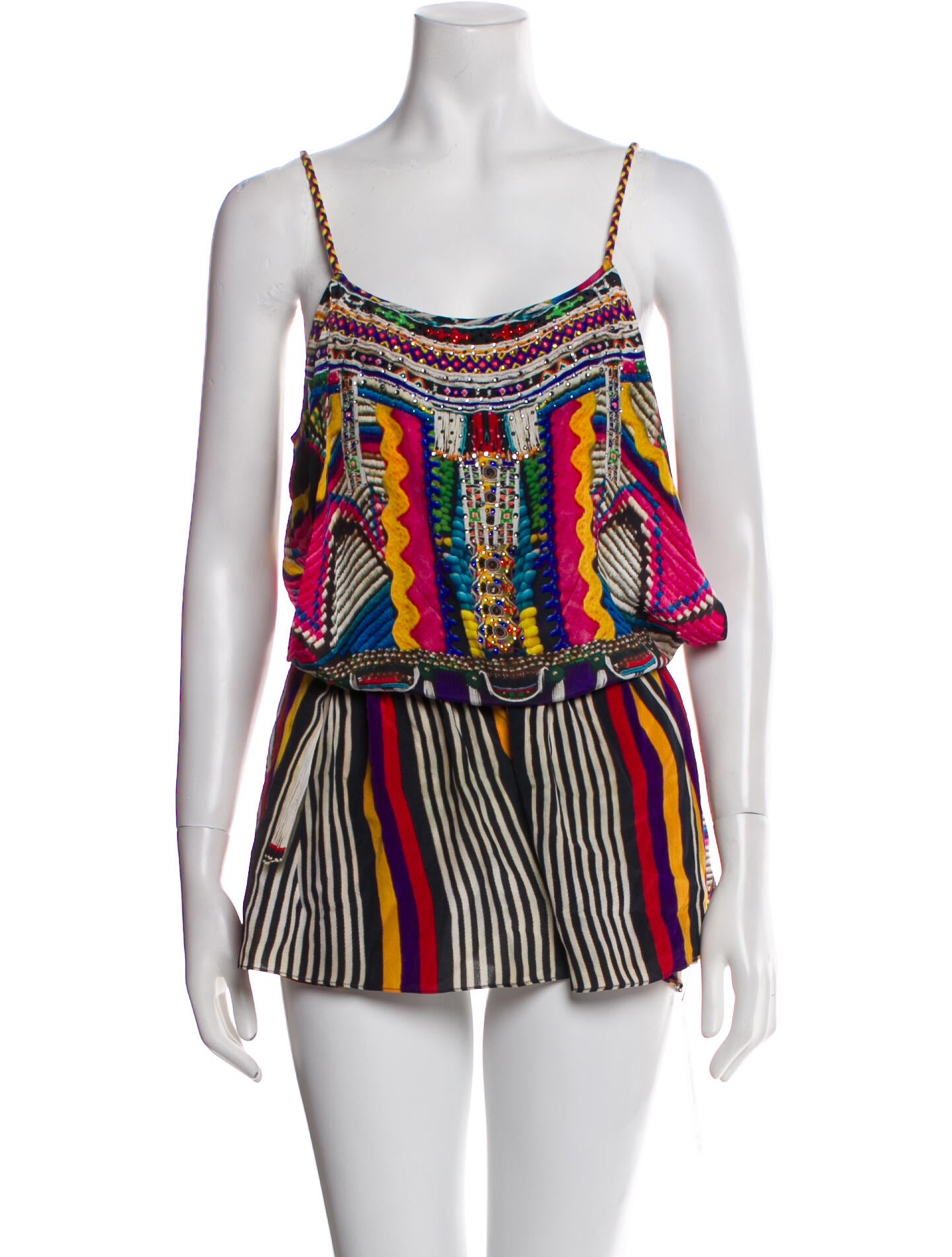 Camilla Silk Striped Romper