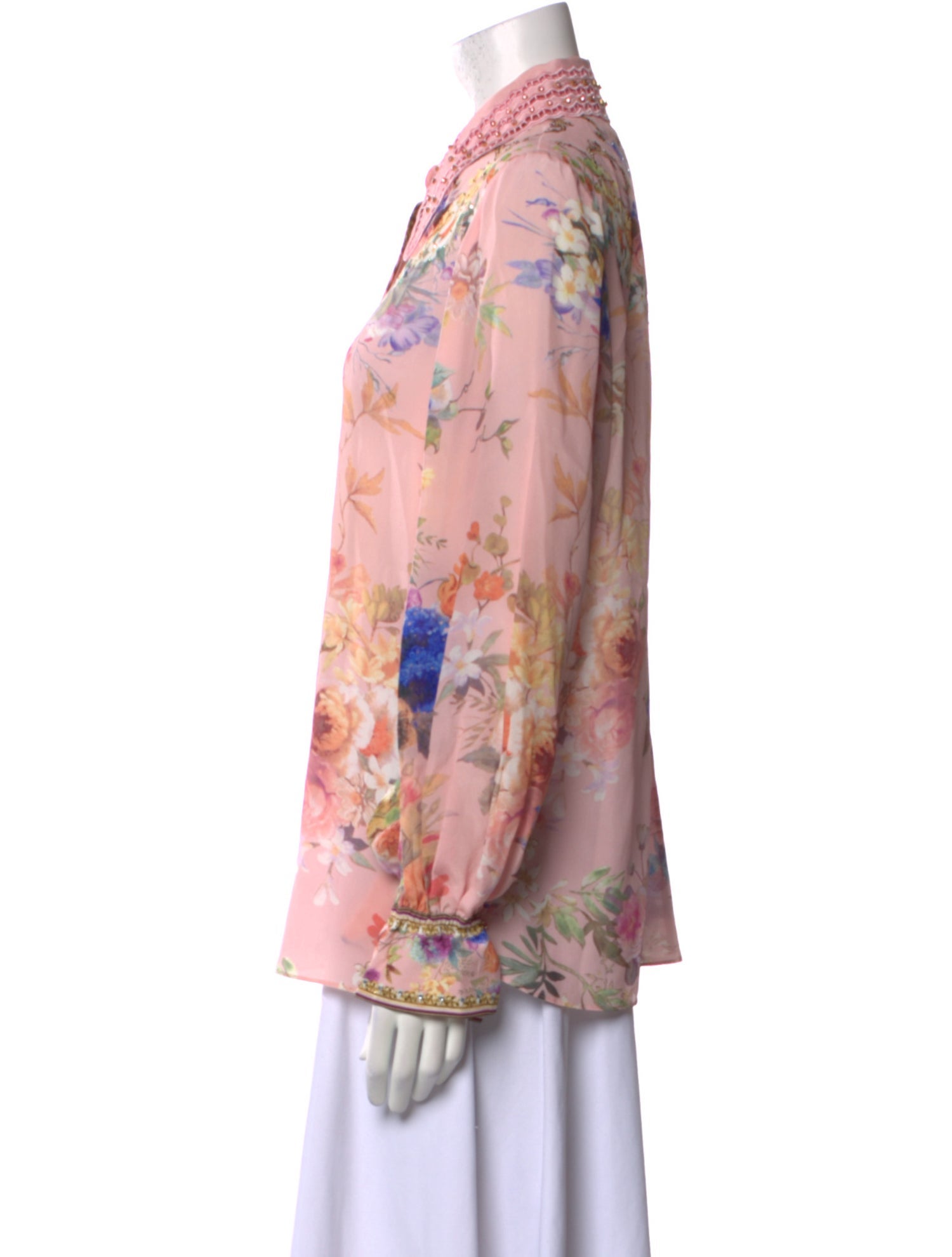 Camilla Silk Floral Print Button-Up Top