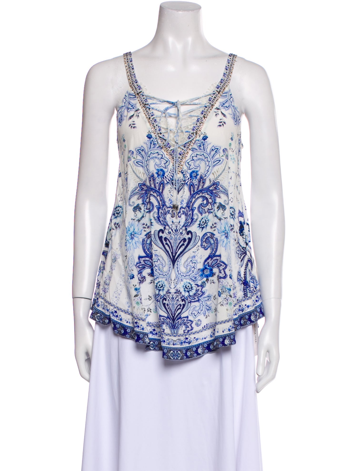 Camilla Silk Paisley Print Top w/ Tags