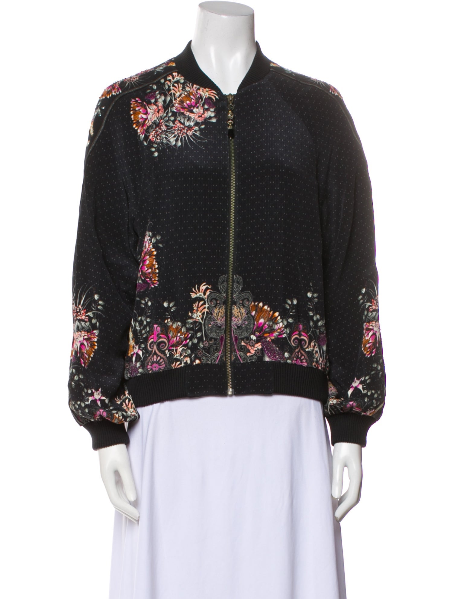 Camilla Silk Floral Print Bomber Jacket