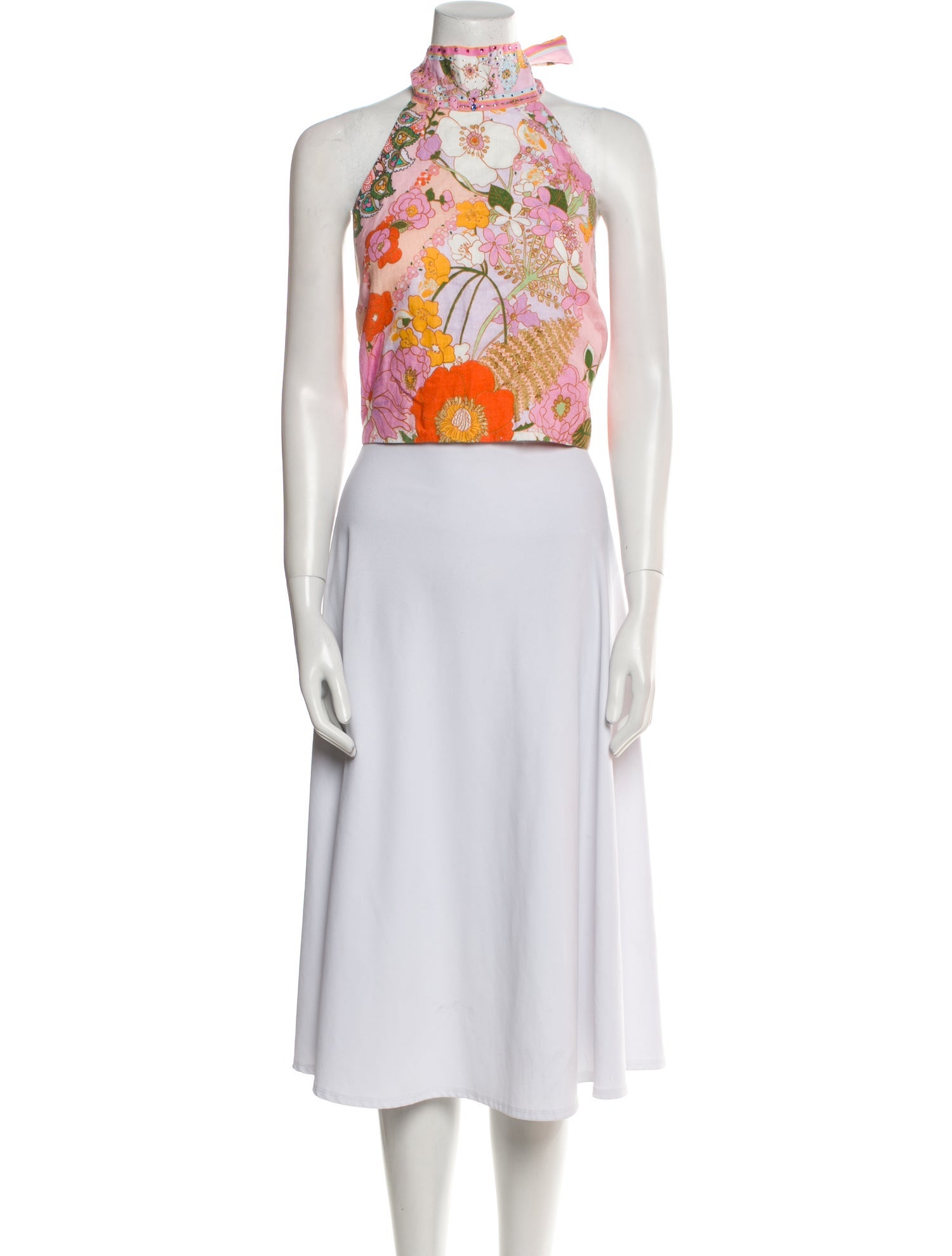 Camilla Linen Floral Print Crop Top