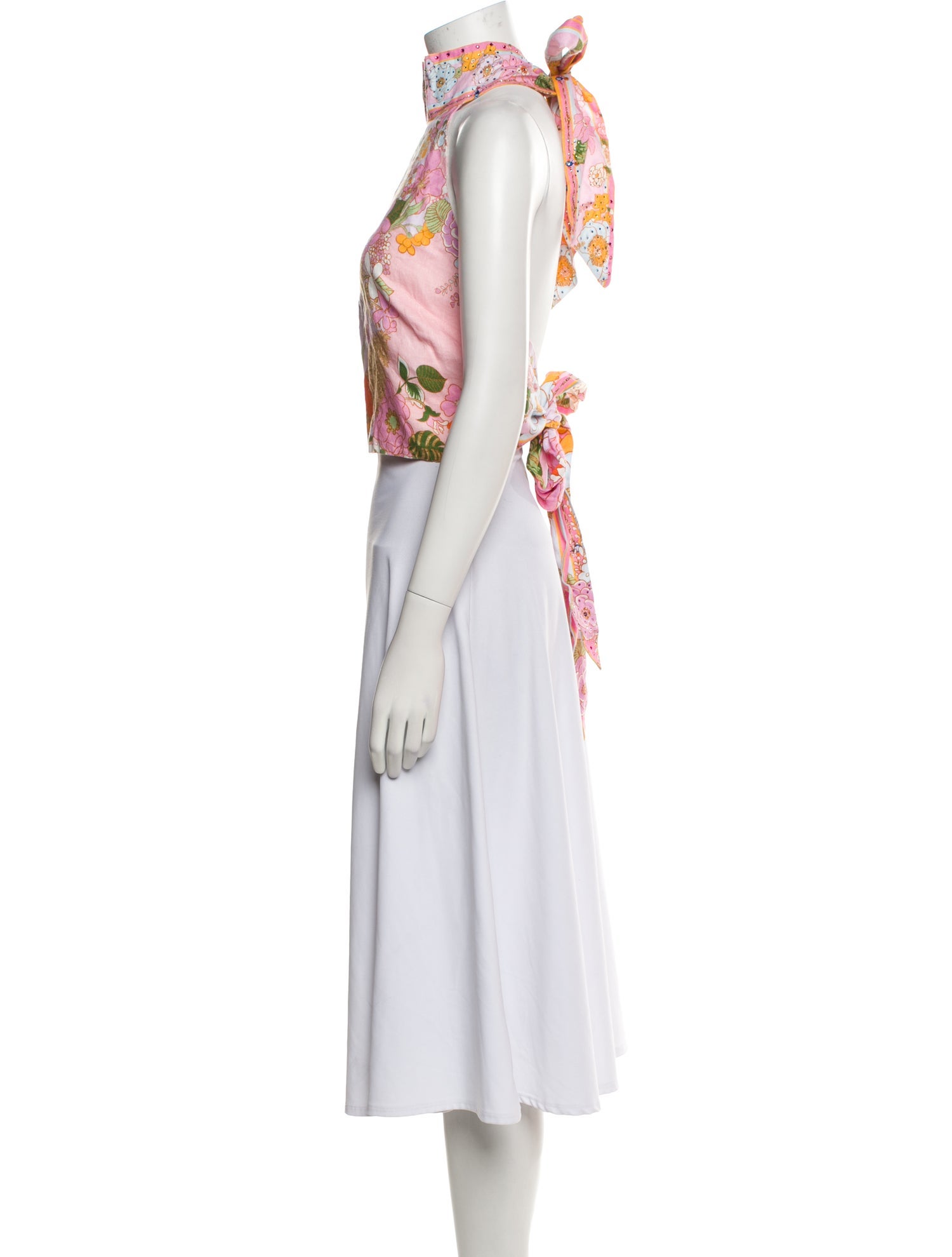 Camilla Linen Floral Print Crop Top