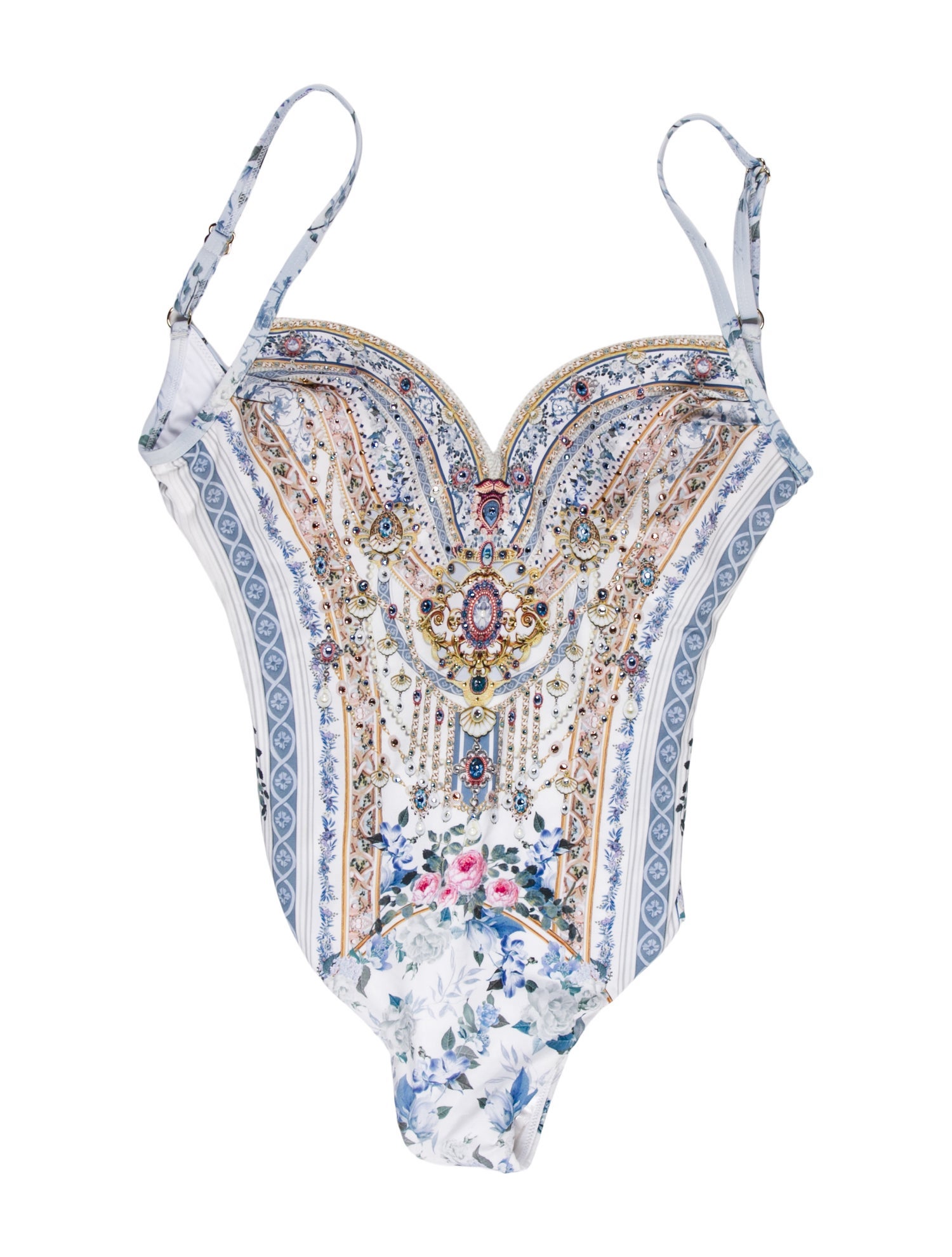 Camilla x Leading Hotels of the World Printed Crystal Embellishments One-Piece w/ Tags