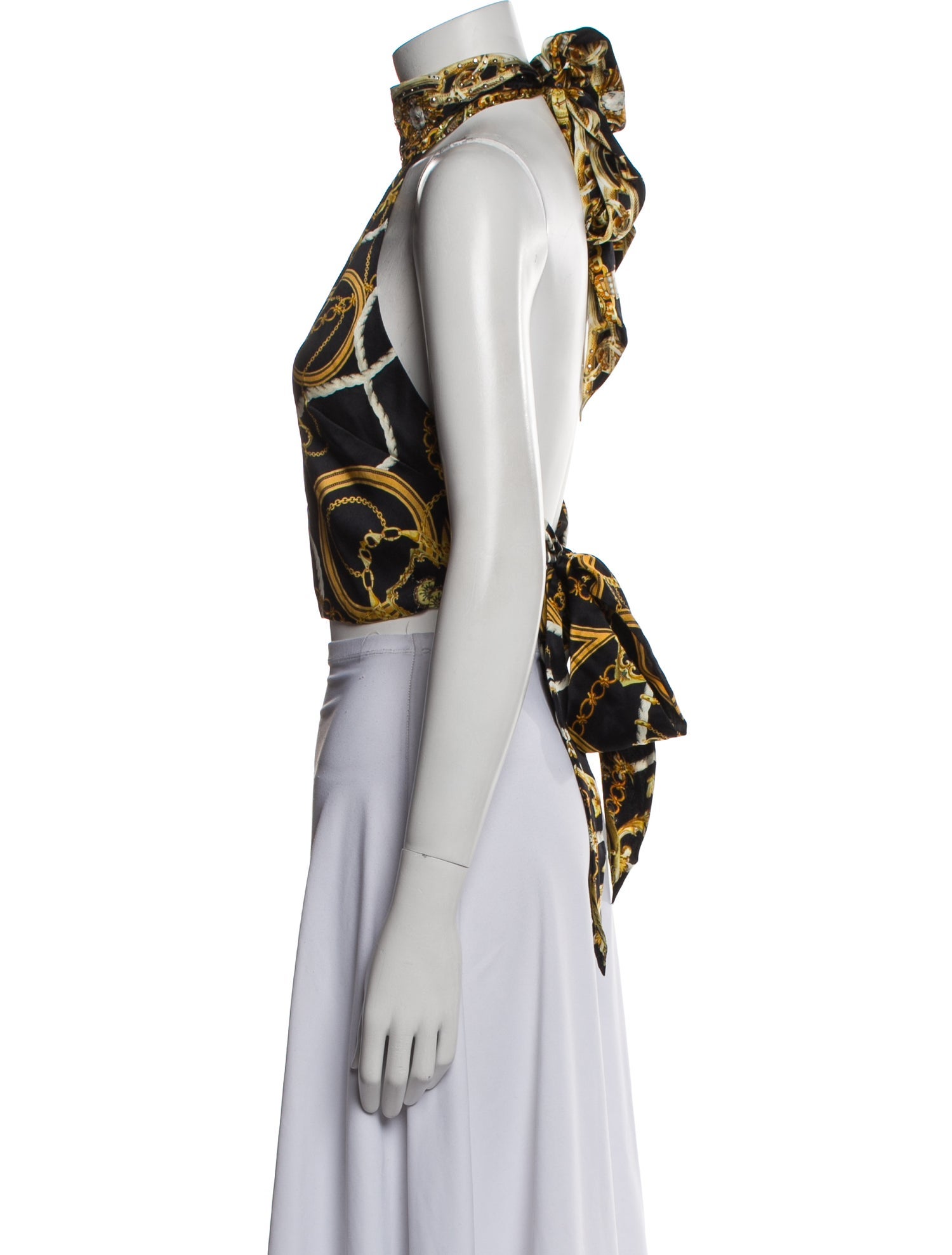 Camilla Silk Paisley Print Crop Top