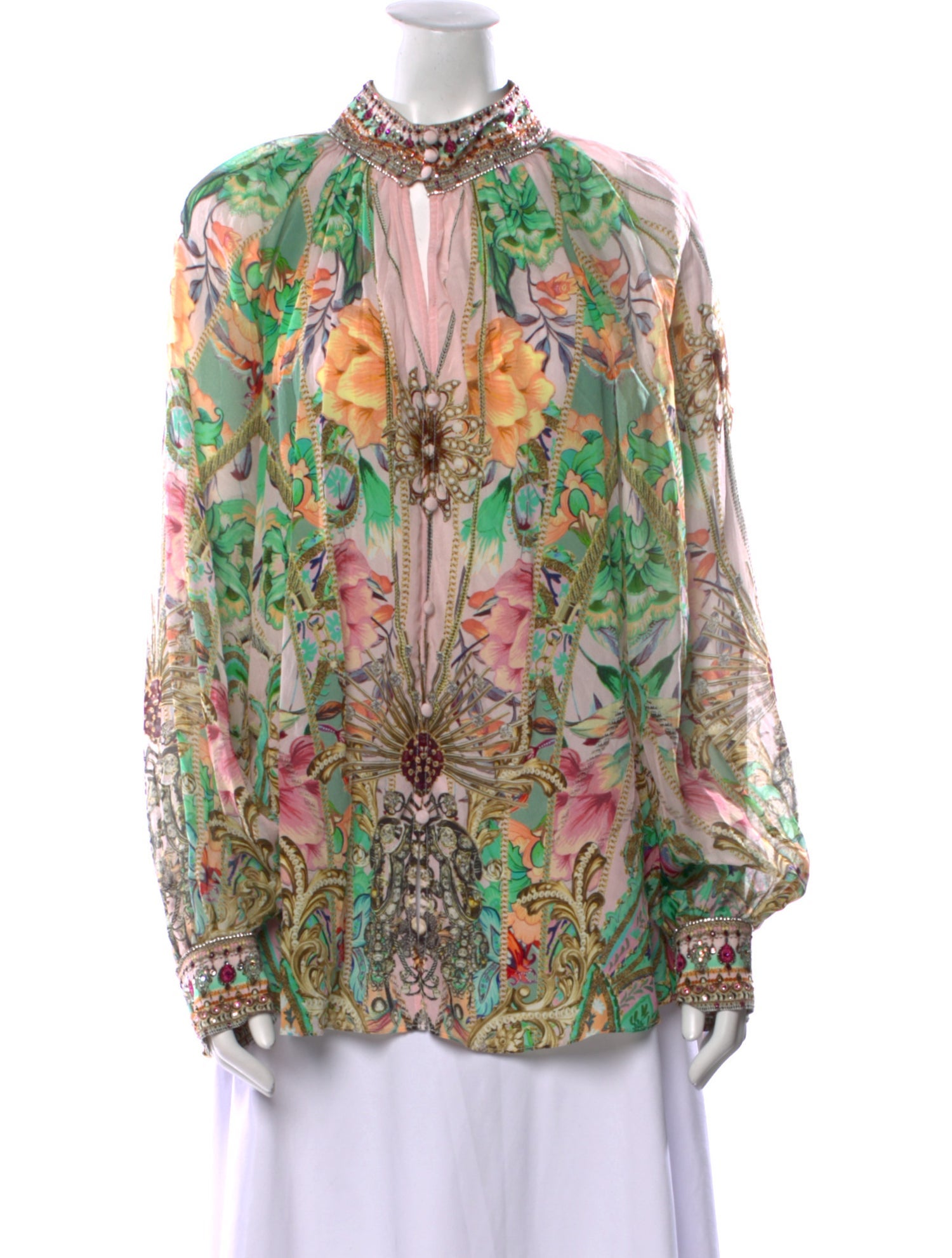 Camilla Silk Floral Print Blouse w/ Tags