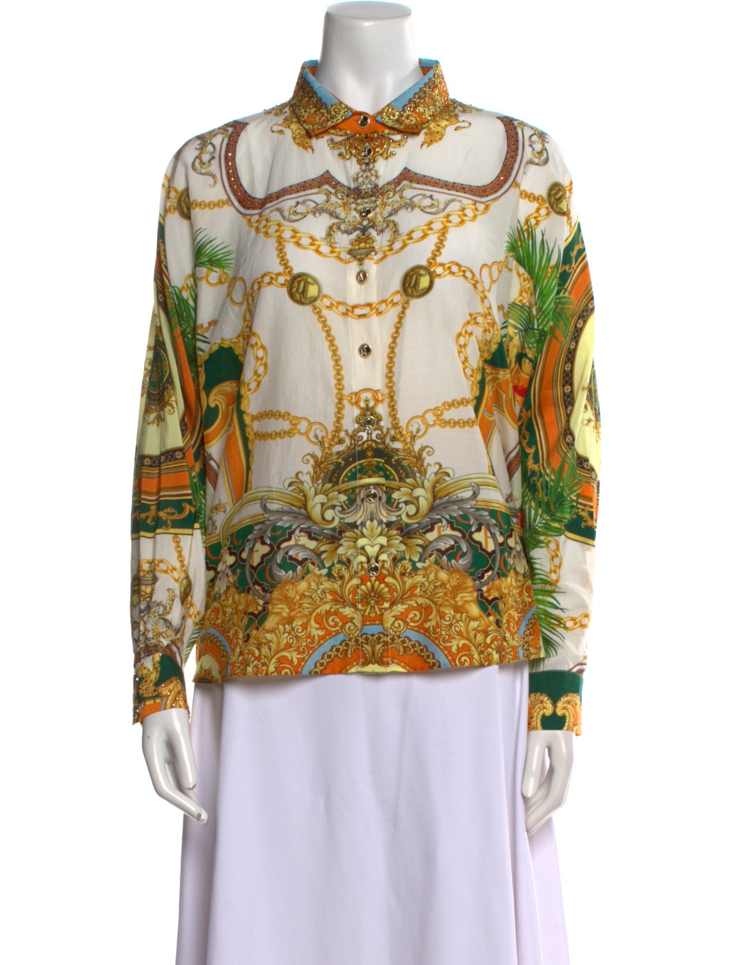 Camilla Printed Mock Neck Blouse w/ Tags