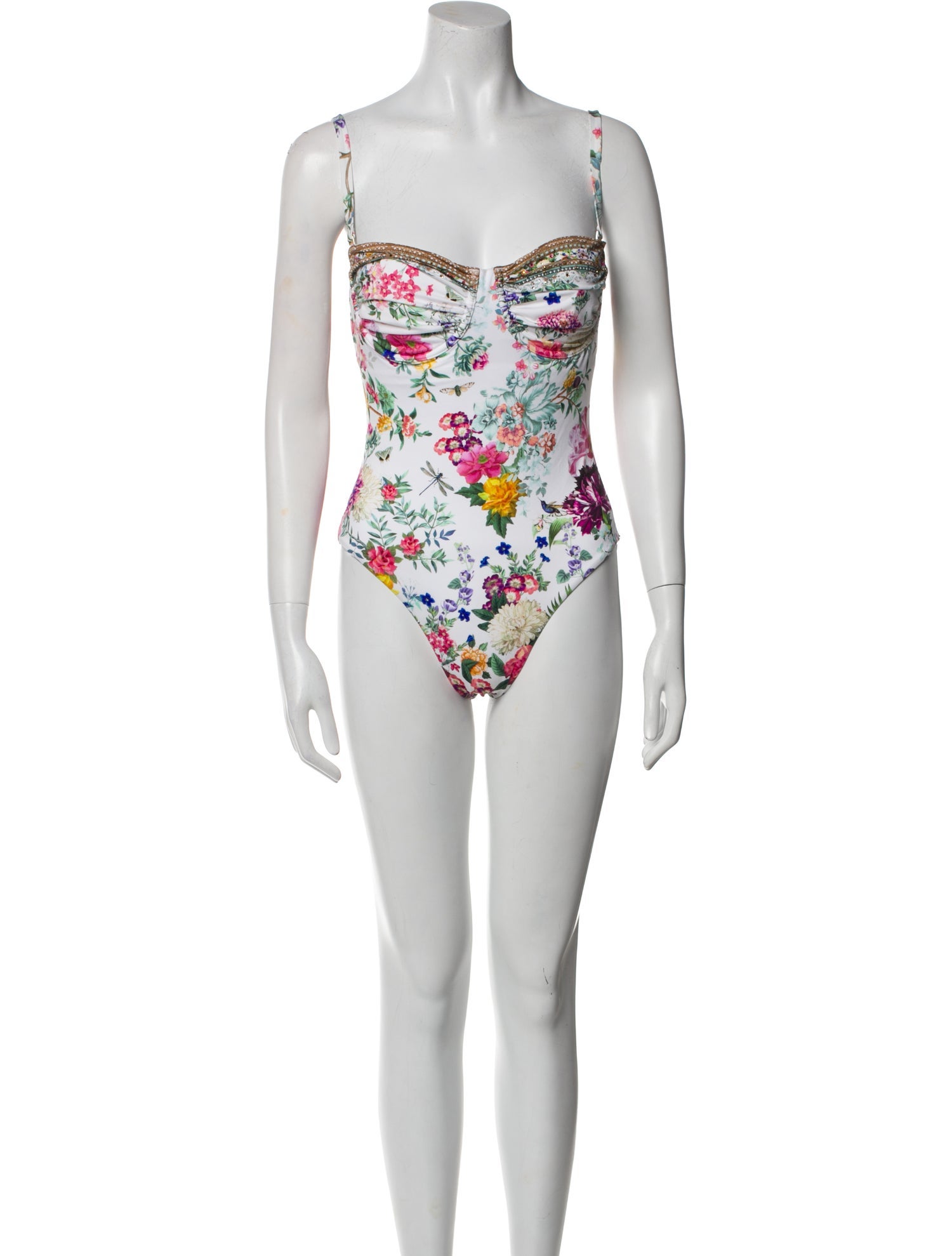 Camilla Floral Print Crystal Embellishments One-Piece w/ Tags