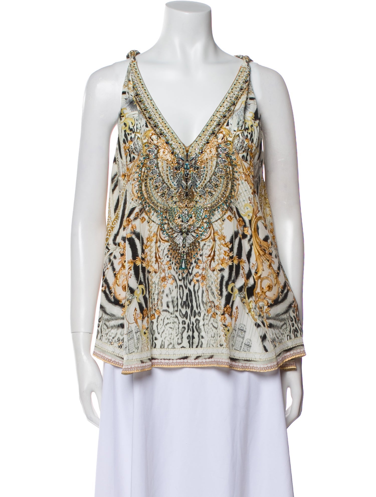 Camilla Printed V-Neck Blouse