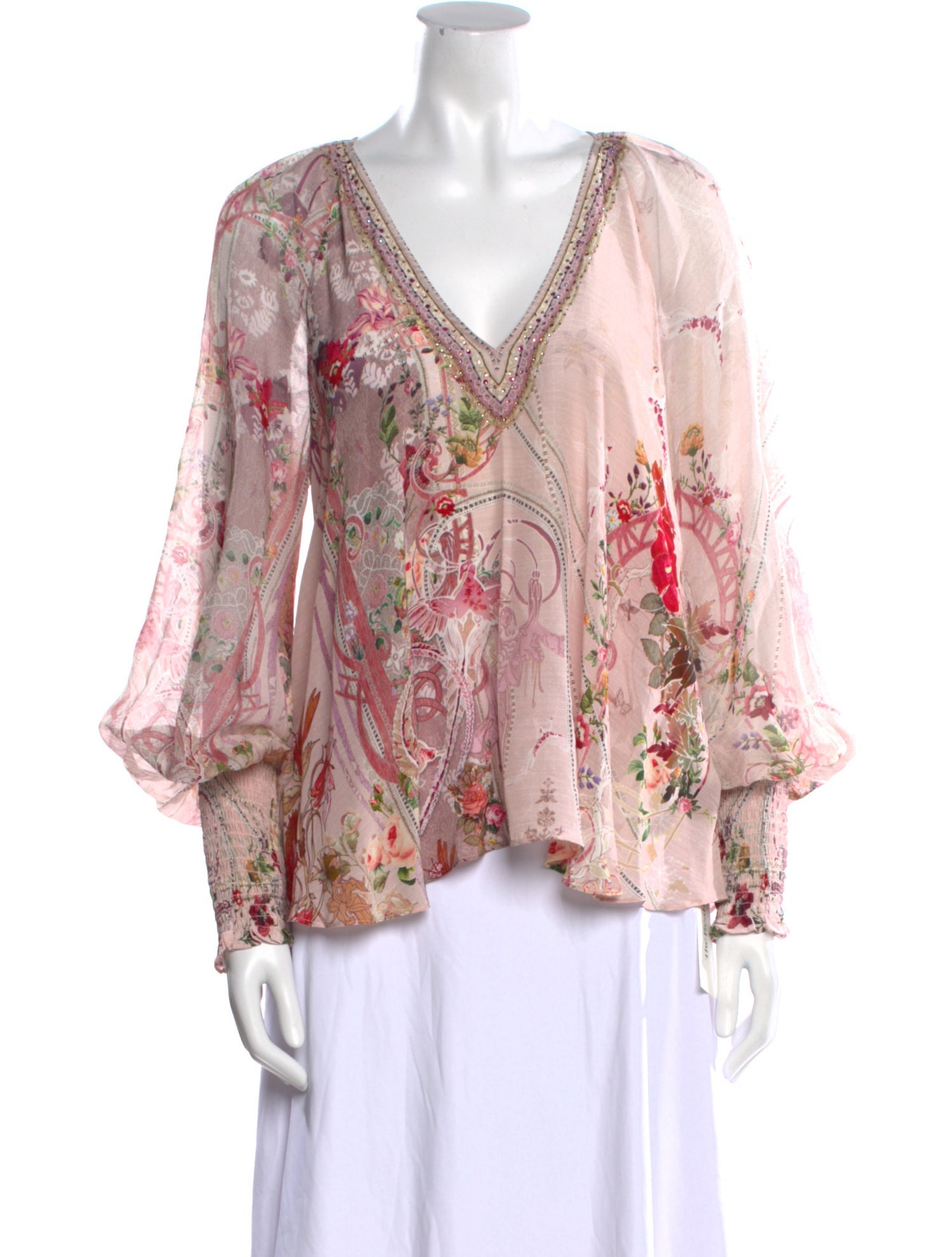 Camilla Floral Print V-Neck Blouse