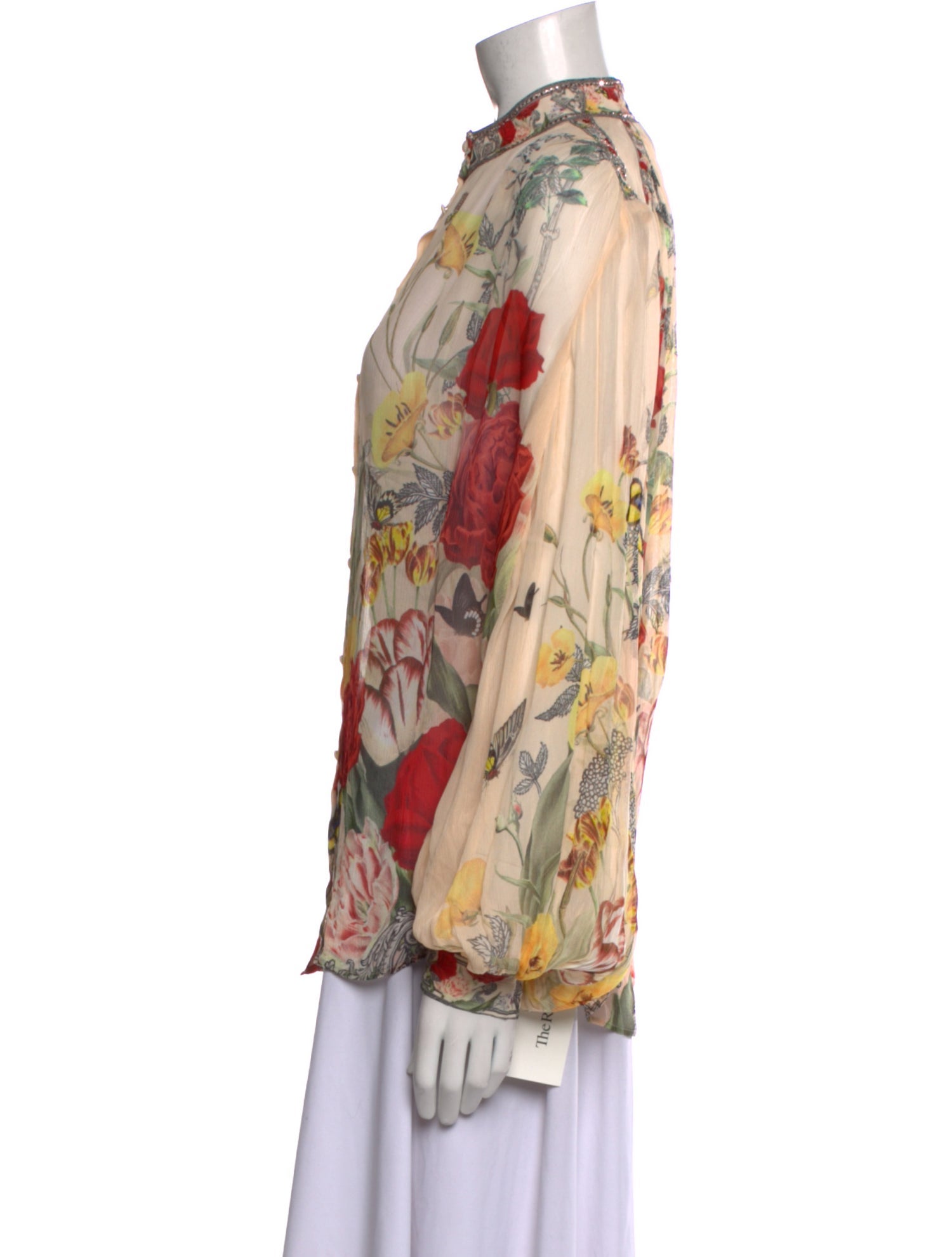 Camilla Floral Print Mock Neck Blouse