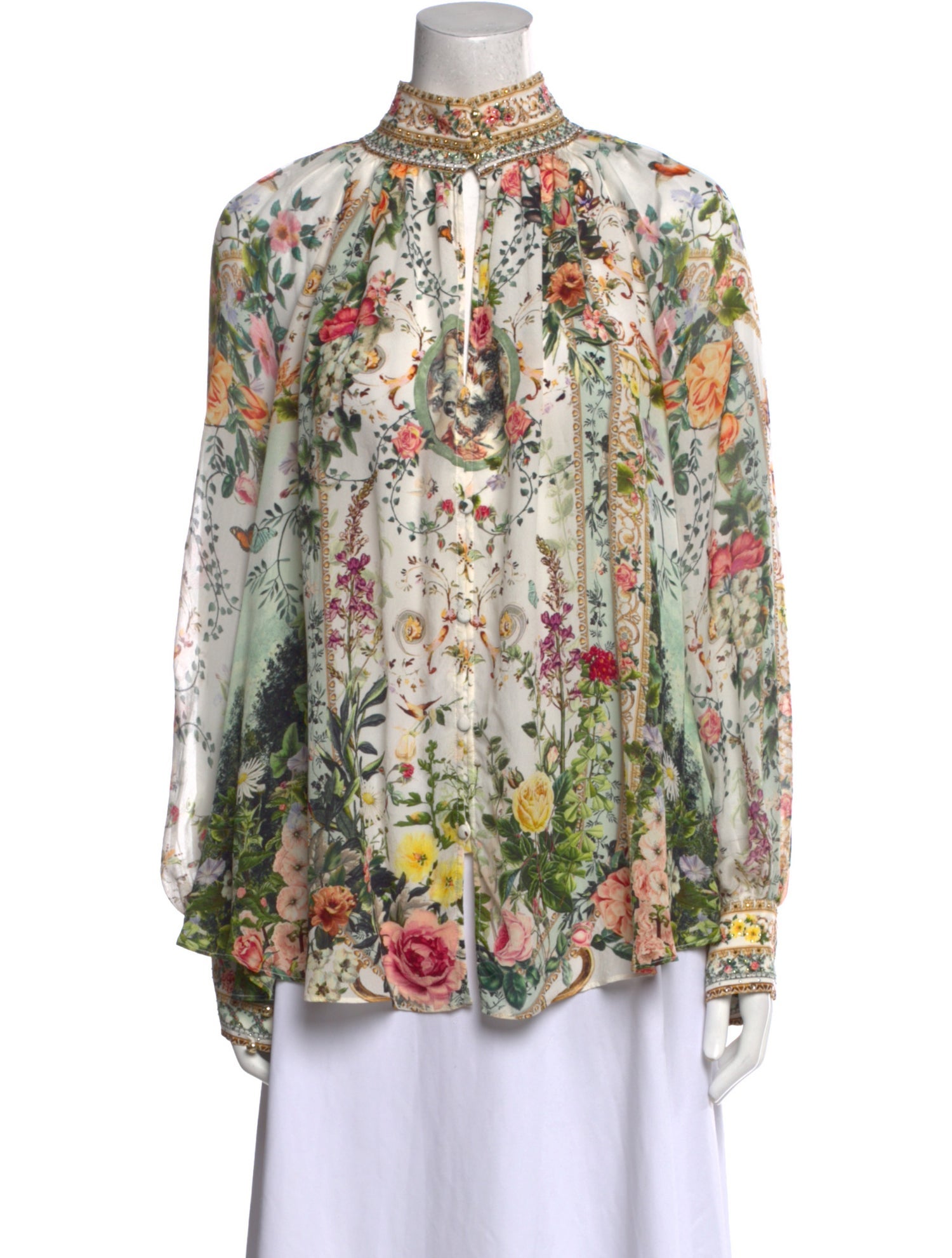 Camilla Silk Floral Print Blouse w/ Tags