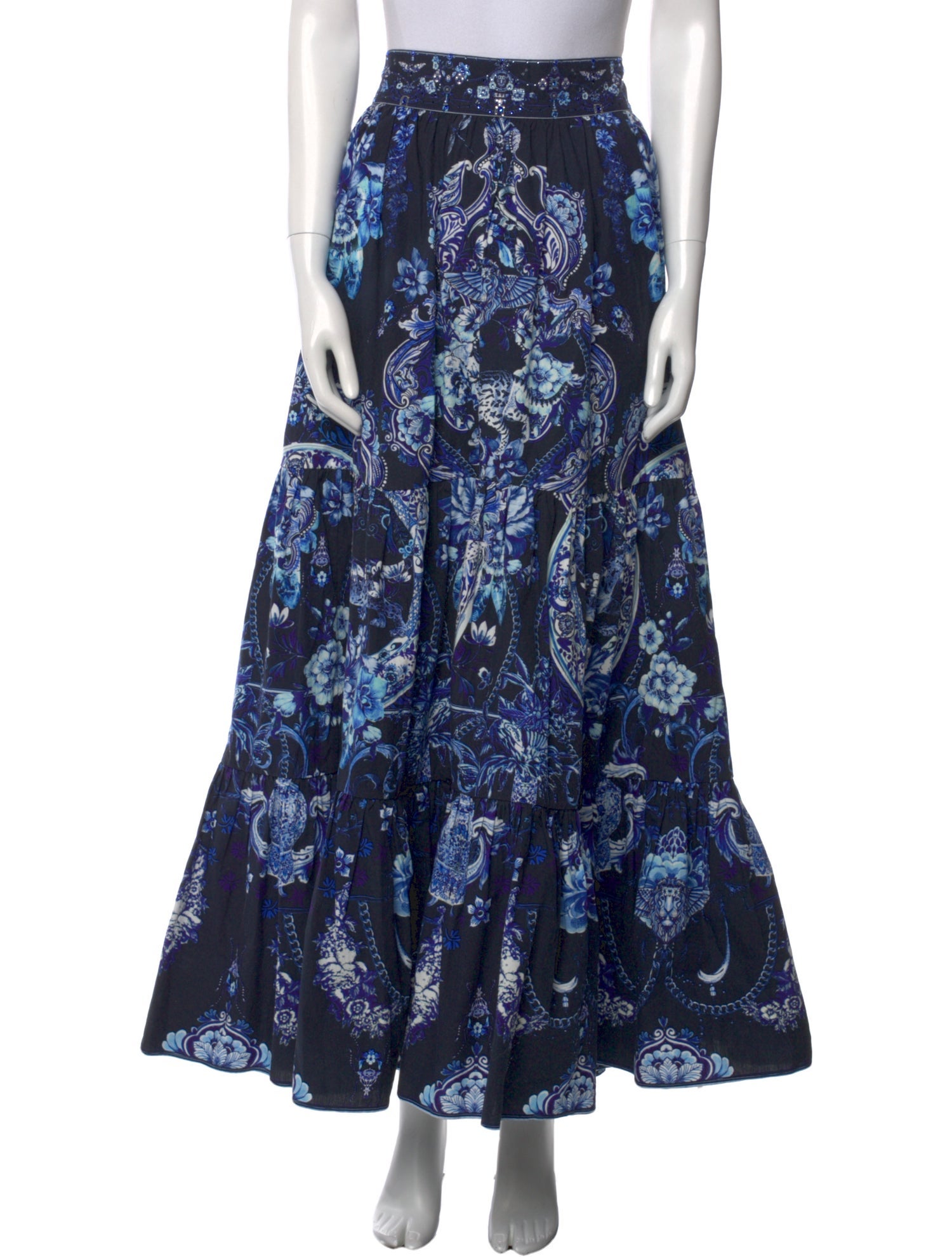 Camilla Floral Print Midi Length Skirt