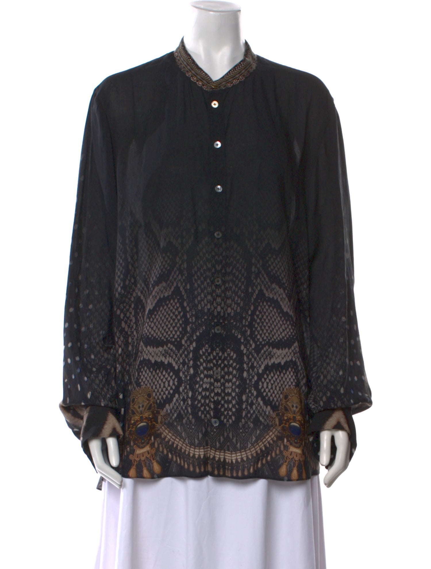 Camilla Printed Mock Neck Polo