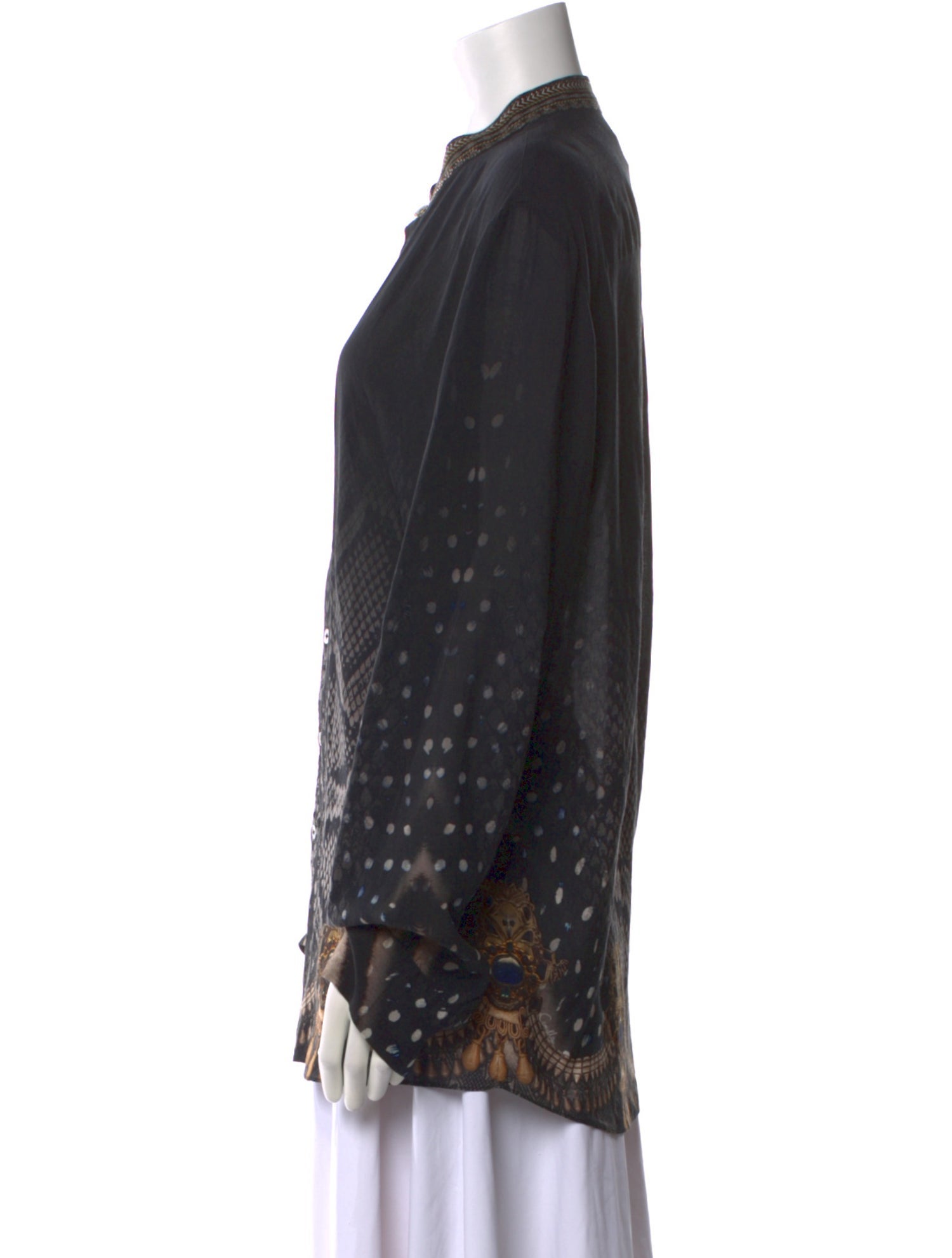 Camilla Printed Mock Neck Polo