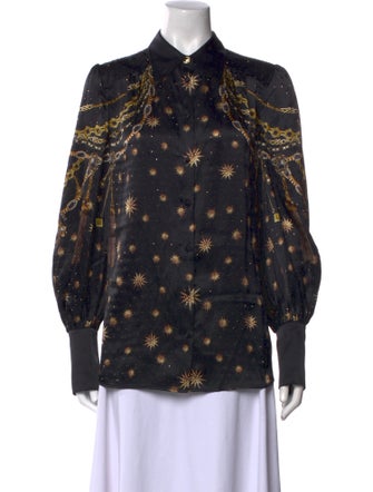 Camilla Silk Printed Button-Up Top