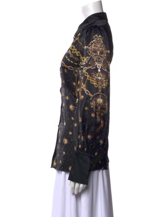 Camilla Silk Printed Button-Up Top