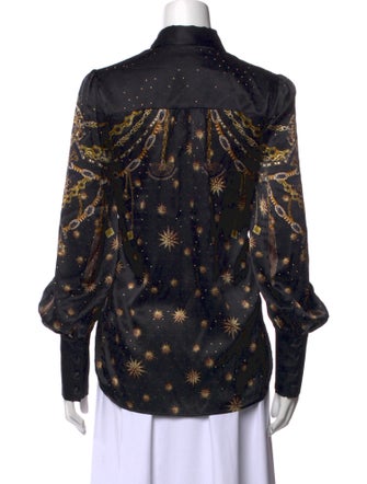 Camilla Silk Printed Button-Up Top