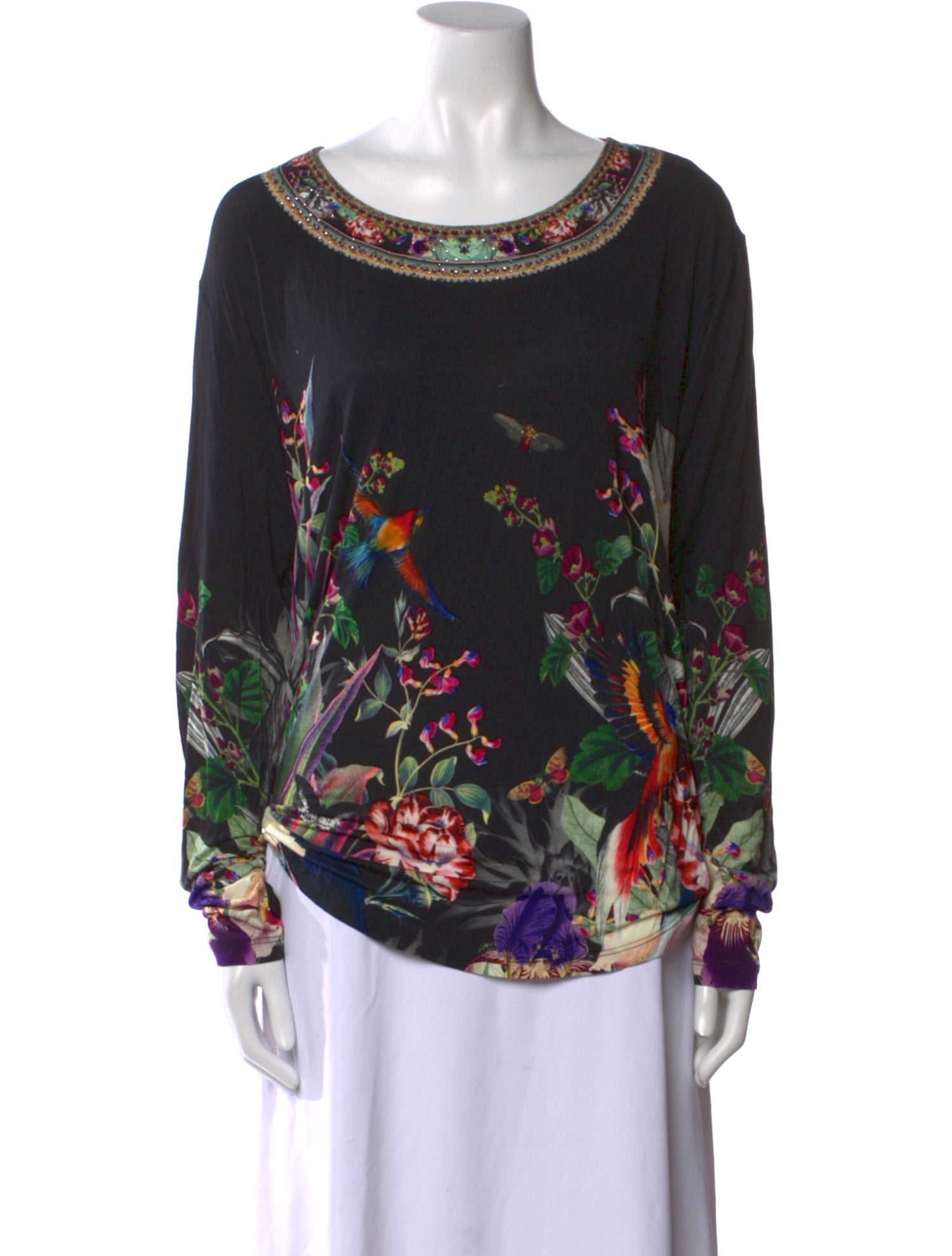 Camilla Floral Print Scoop Neck Blouse