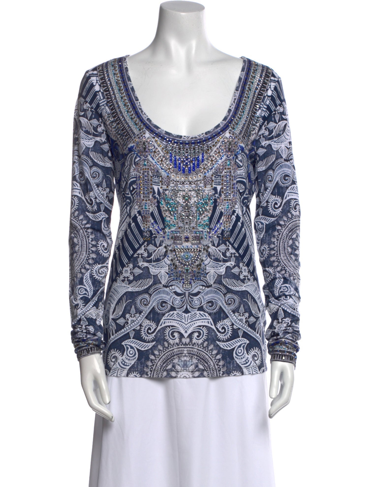Camilla Paisley Print Scoop Neck Blouse