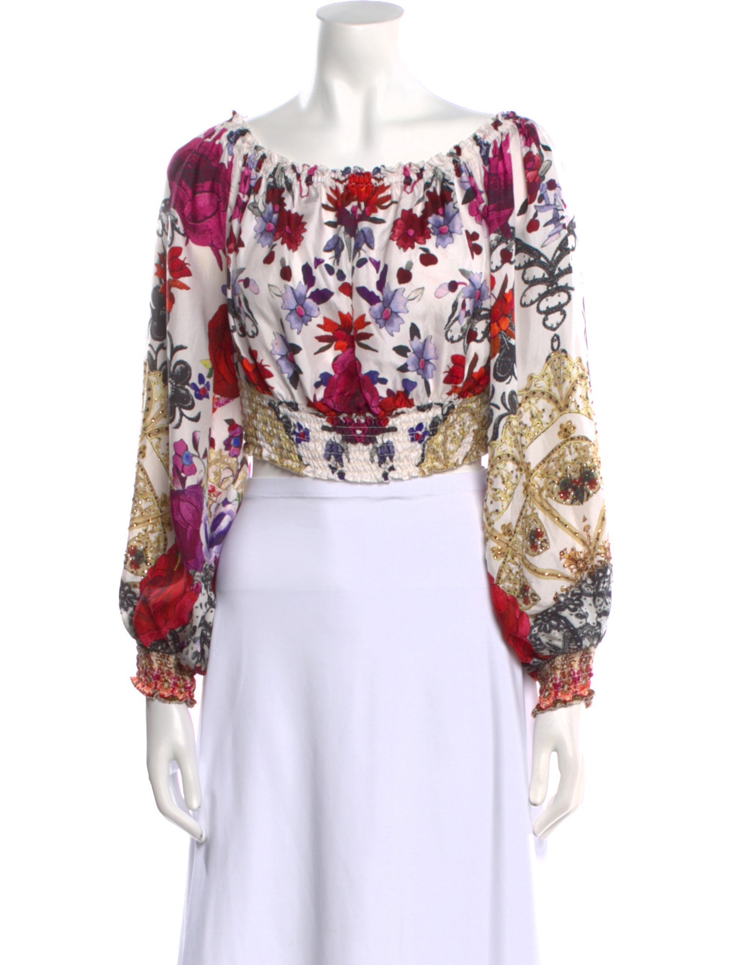 Camilla Silk Floral Print Crop Top