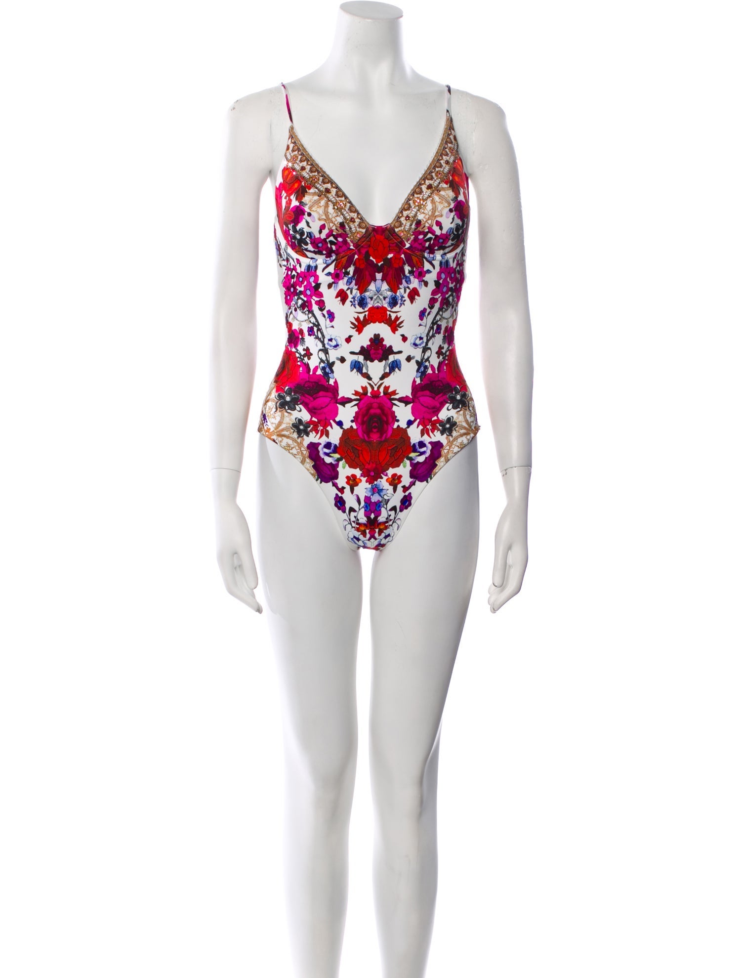 Camilla Floral Print Crystal Embellishments One-Piece w/ Tags