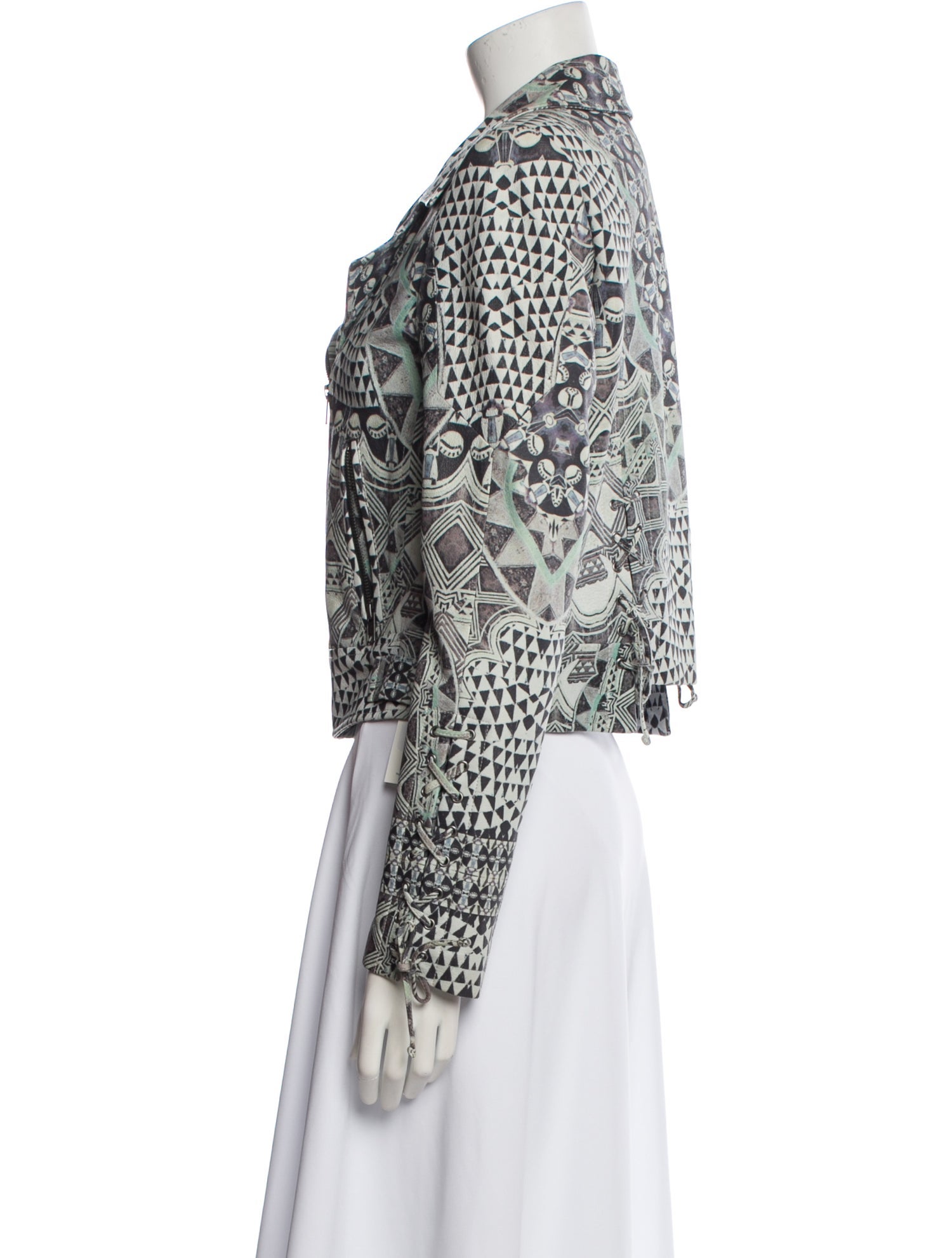 Camilla Leather Printed Biker Jacket