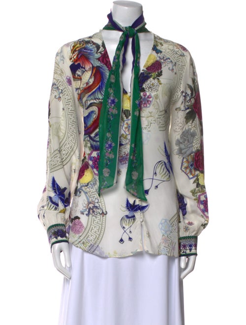 Camilla Silk Printed Button-Up Top