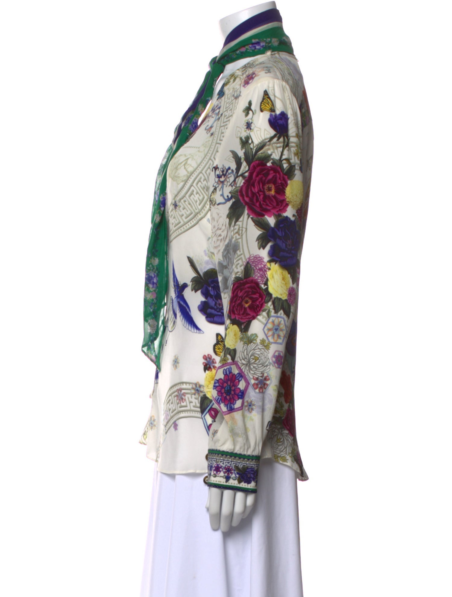 Camilla Silk Printed Button-Up Top