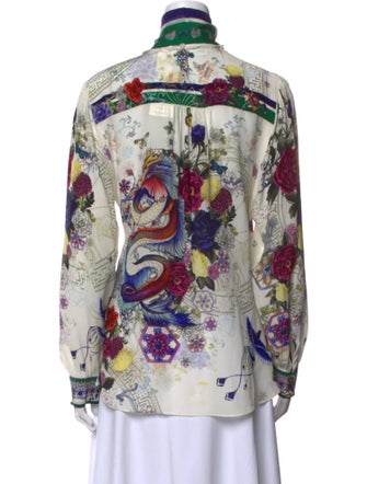 Camilla Silk Printed Button-Up Top